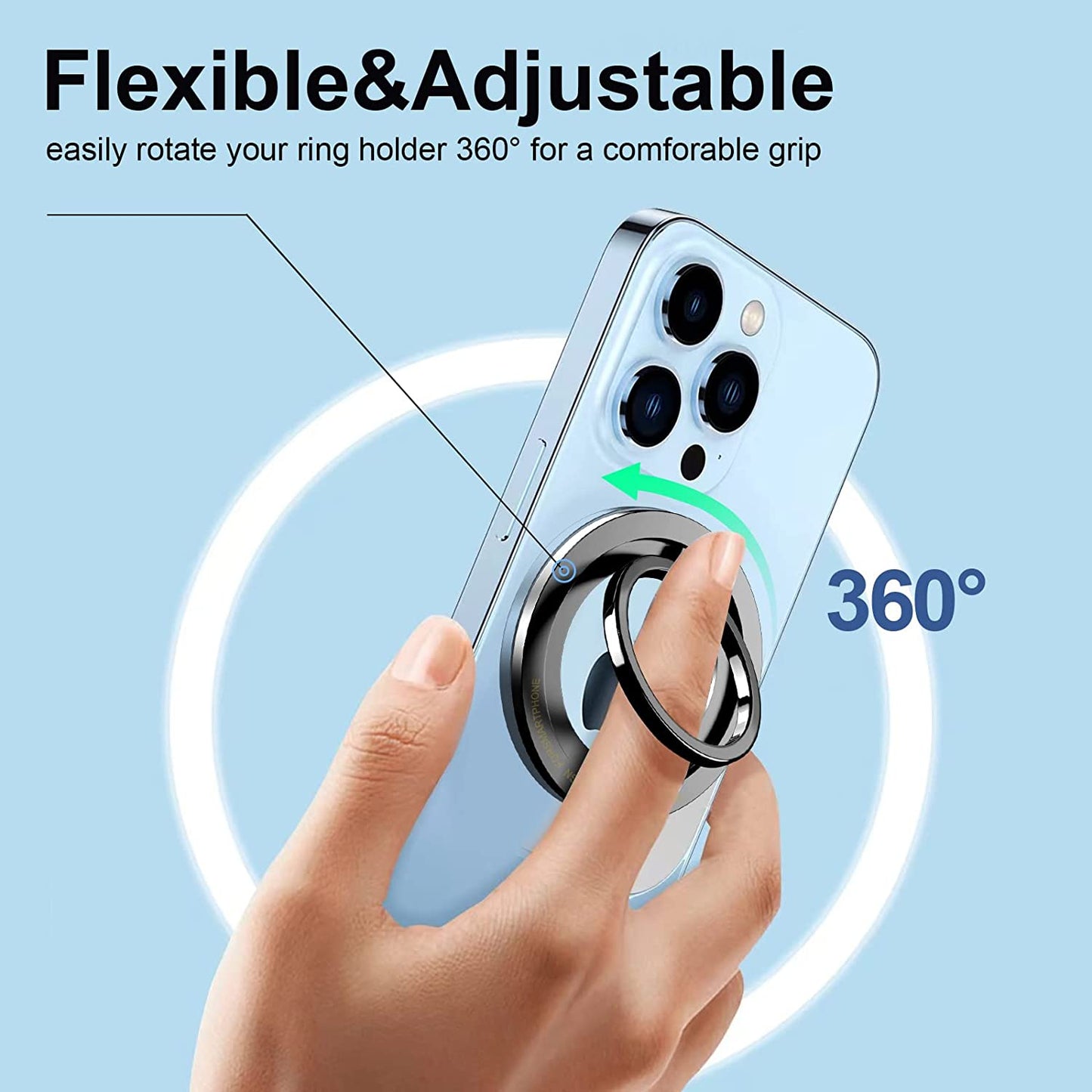 [2 Pack] JINWAYBST Magnetic Phone Ring Holder Magnetic Finger Phone Ring Stand Holder, Magnet Ring Grip, Compatible with Iphone 14 plus 13 12, Pro, Pro Max, Mini  JINWAYBST   