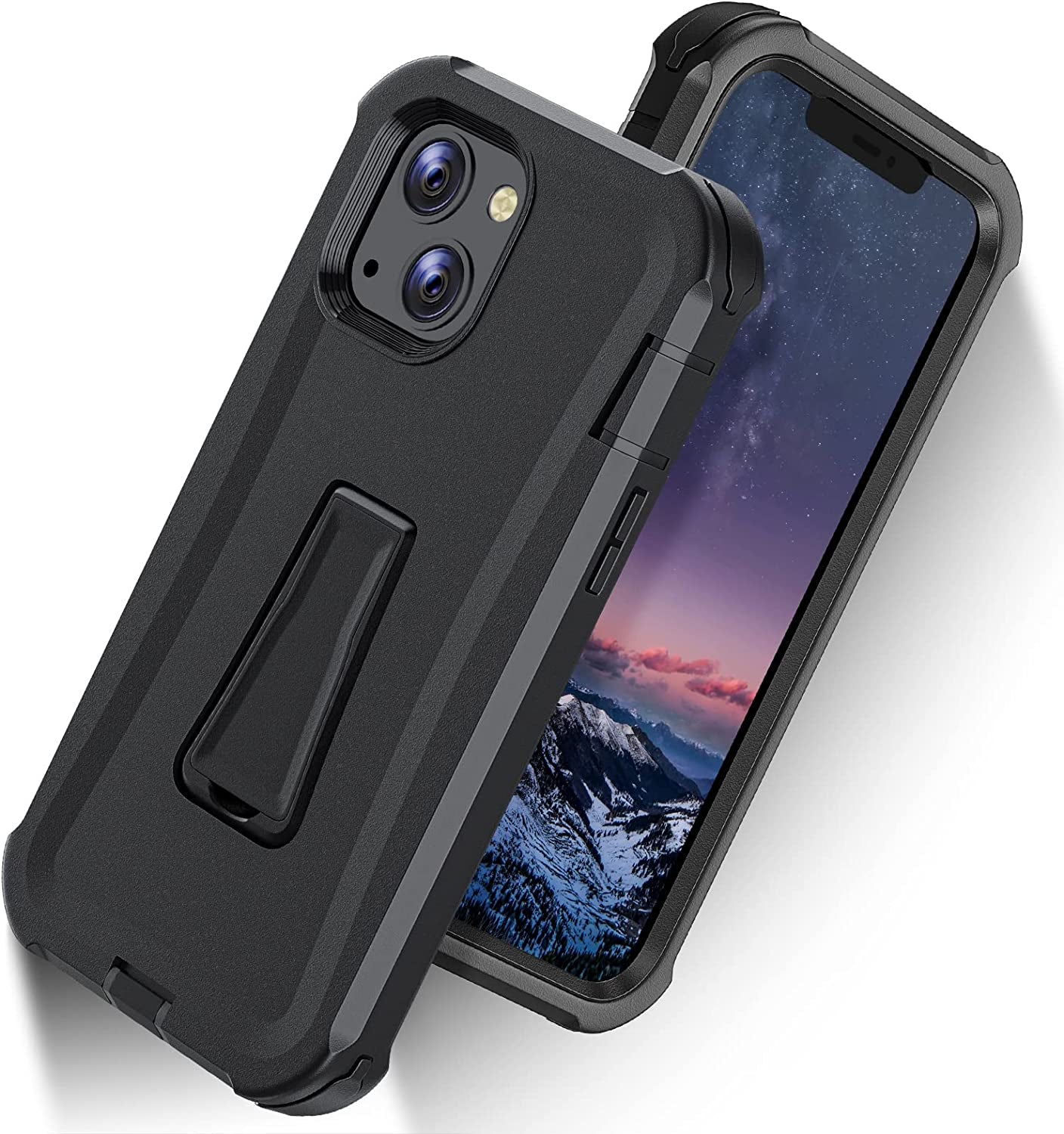 Oribox for Iphone 14 Case for Iphone 13 Case, Heavy Duty Shockproof Anti-Fall Clear Case  ORIbox Sturdy Black iPhone 13 
