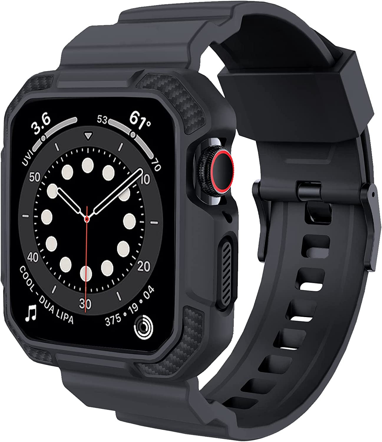 OROBAY Compatible with Apple Watch Band 45Mm 44Mm 42Mm with Case, Shockproof Rugged Band Strap for Iwatch SE SE2 Series 8/7/6/5/4/3/2/1 45Mm 44Mm 42Mm with Bumper Case Cover Men Women, Matte Black  OROBAY Dark Gray 41mm/40mm/38mm 