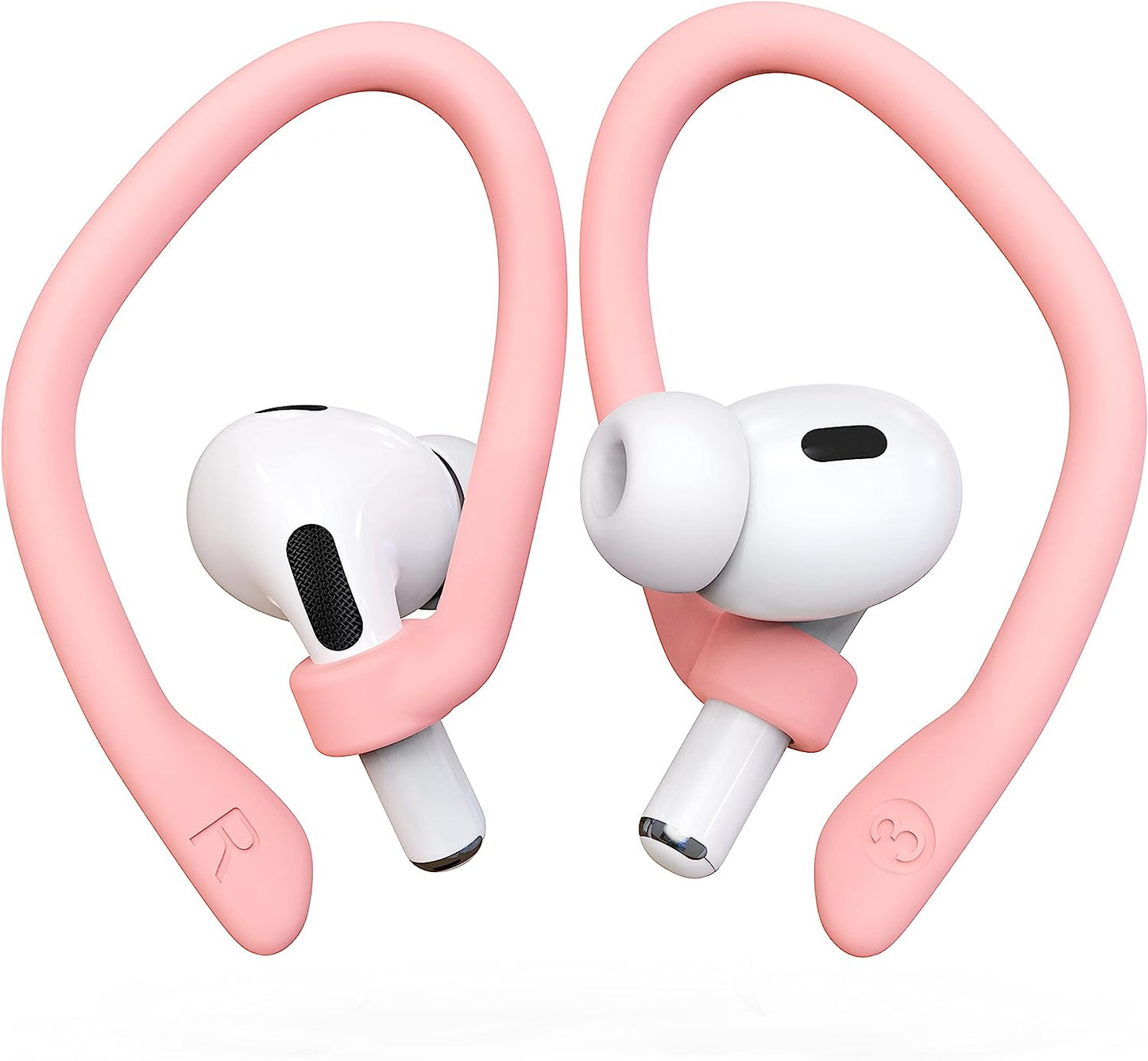 [2 Pairs] Damonlight Ear Hooks for Airpods Pro 2 & 1, Airpods 3 & 2 & 1, Airpod Ear Hook, Anti-Slip Comfortable Fit, Ergonomic Design, Airpods Accessories (Medium, White)  DamonLight Pink Large 