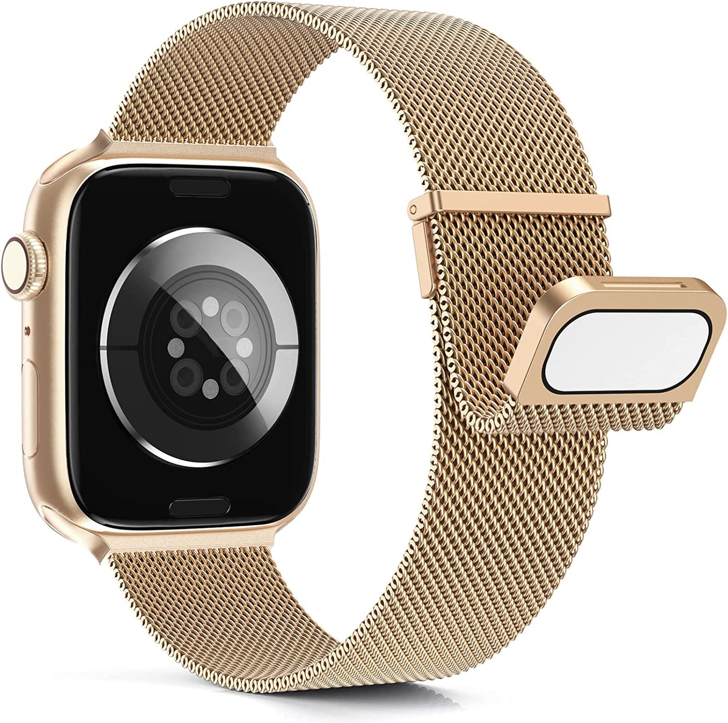 Merlion Magnetic Band for Apple Watch Band 41Mm 40Mm 38Mm 49Mm 45Mm 44Mm 42Mm for Women Men, Mesh Stainless Steel Dual Magnetic Clasp Strap for Iwatch Series 8 7 6 5 4 3 2 1 SE Ultra  Merlion Rose Gold 42/44/45/49mm 