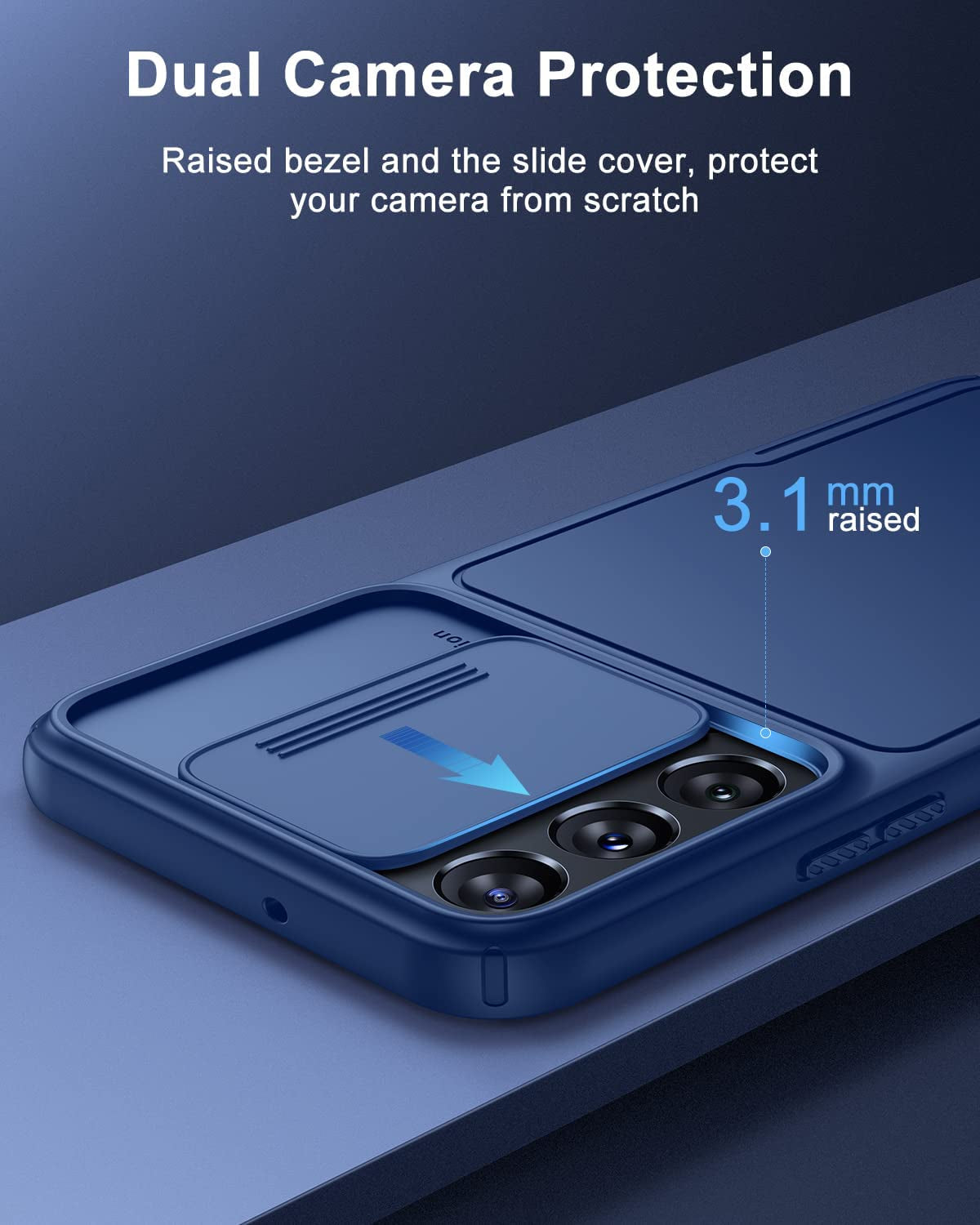 Simtect Designed for Samsung Galaxy S22 Case with Camera Cover [12FT Military Shockproof] [Airbag Protection] Slide Camera Cover Protection for Samsung Galaxy S22 Case 5G 6.1 Inch, Navy Blue  YSKWA   