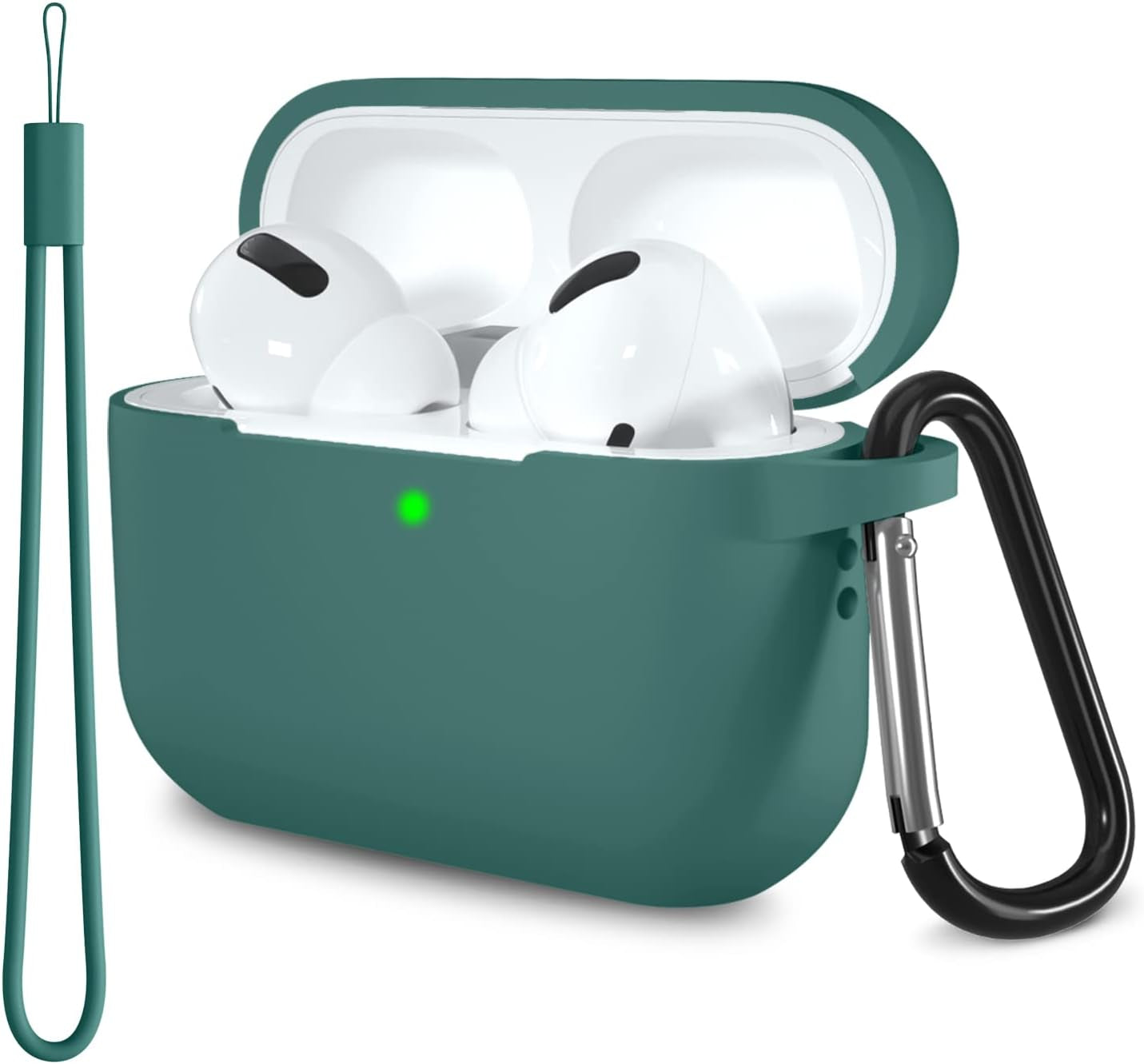 Lerobo for Airpods Pro 2Nd/1St Generation Case Cover with Keychain & Lanyard,Soft Silicone Skin Full Protective Airpod Pro Case for Apple Airpod Pro 2022/2019 Charging Case [Front LED Visible] Lilac  PJStore-US A-Pine Green  