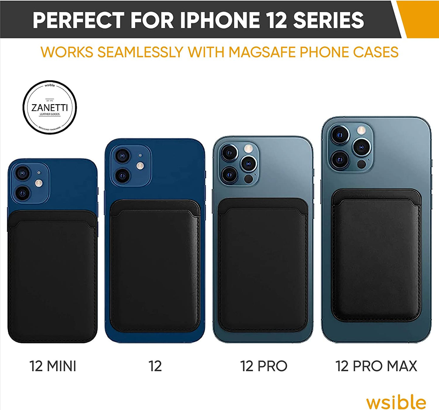 Mag Safe Wallet | Magsafe Wallet Compatible Apple Wallet & Apple Wallet Magsafe & Apple Magsafe Wallet & Magsafe Wallet Iphone 14 Pro Max, Magsafe Wallet Iphone 14 Pro | Iphone Magsafe Wallet | Black  Zanetti Leather Goods   