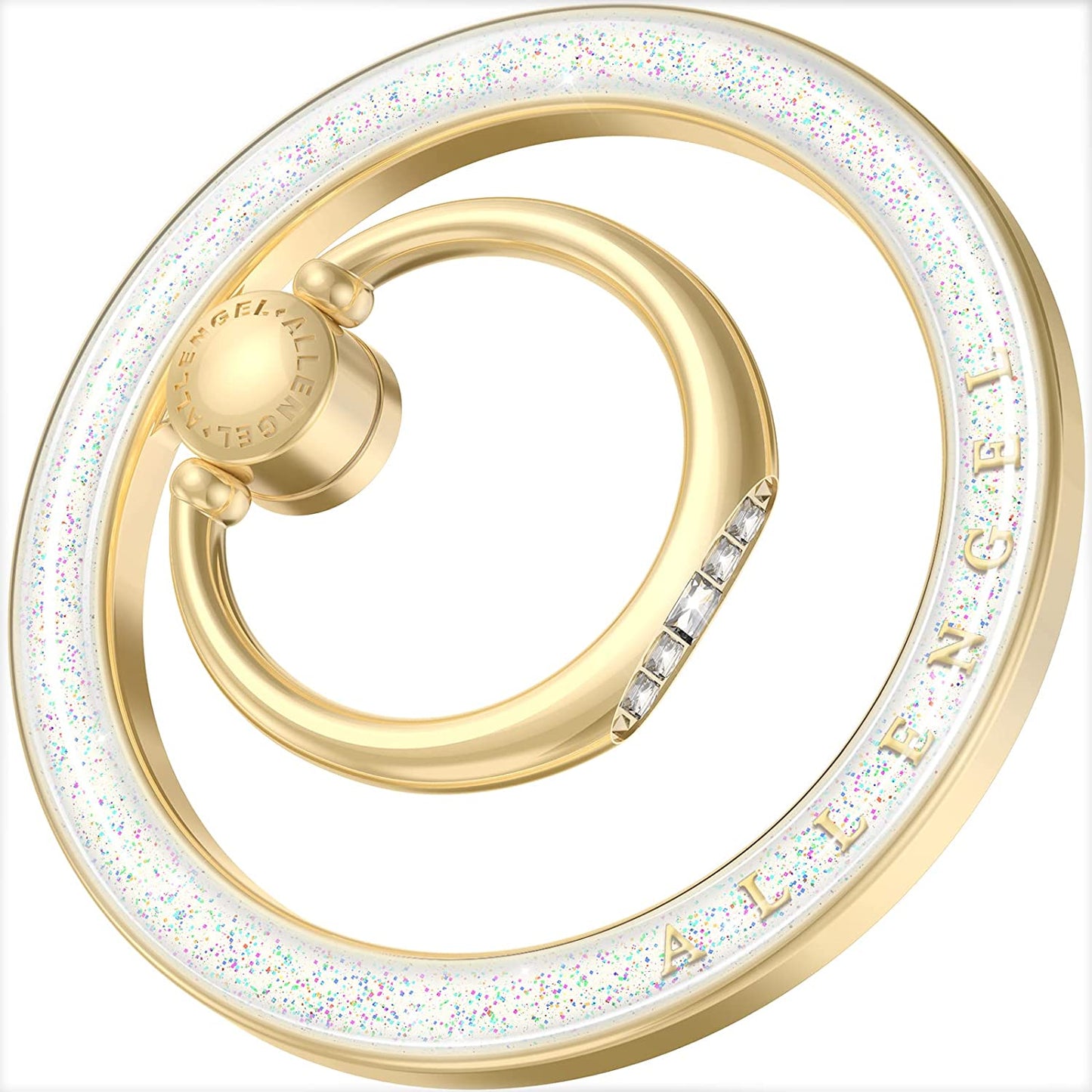 Compatible with Magsafe Phone Grip Stand, Allengel Magnetic Phone Ring Holder with Finger Kickstand for Smartphone, Luxury Gold White  Allengel gold starry sky white  