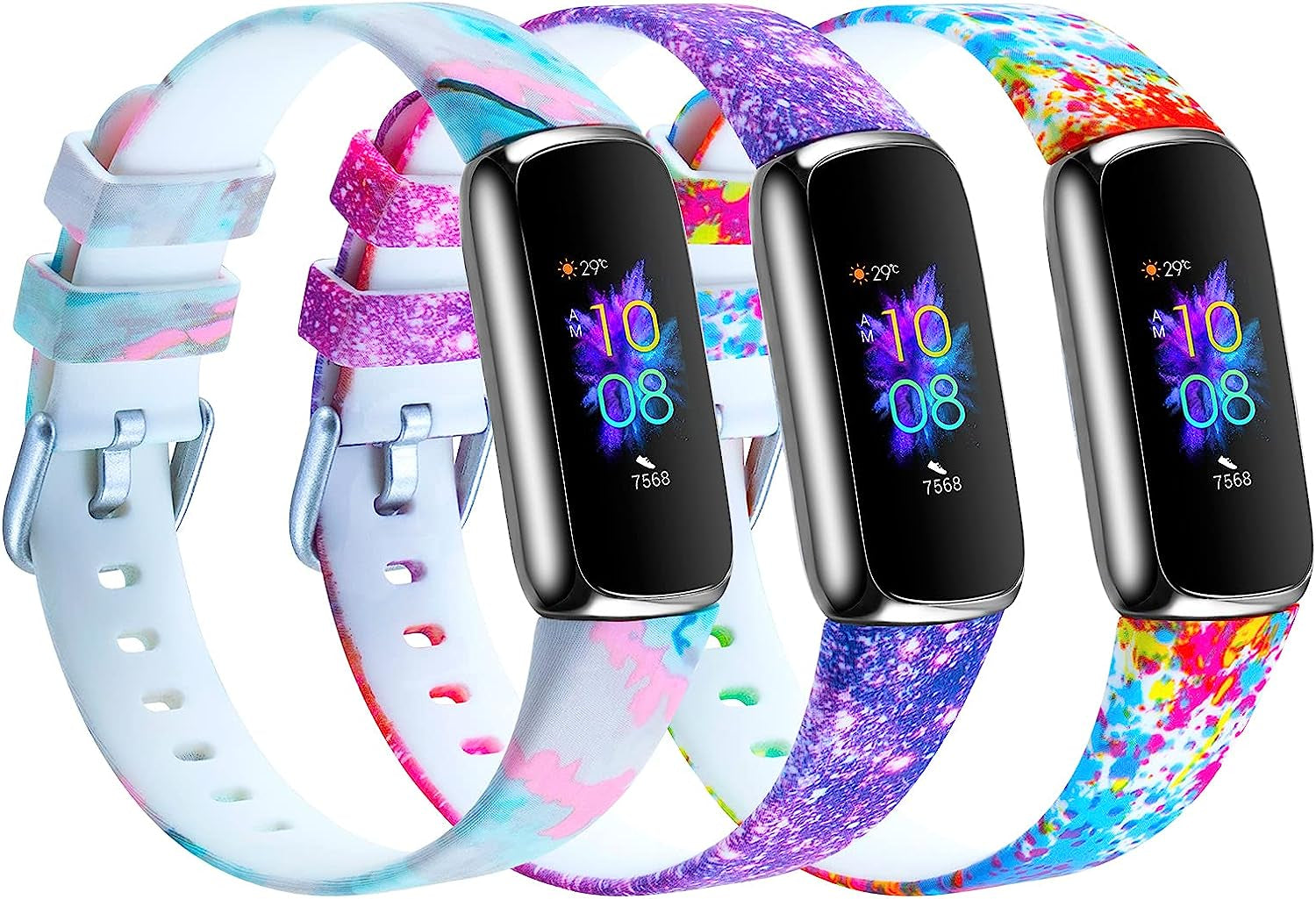 3-Pack Sport Bands Compatible with Fitbit Luxe, Classic Soft Silicone Replacement Wristband Strap Small Large for Women Men  voma   