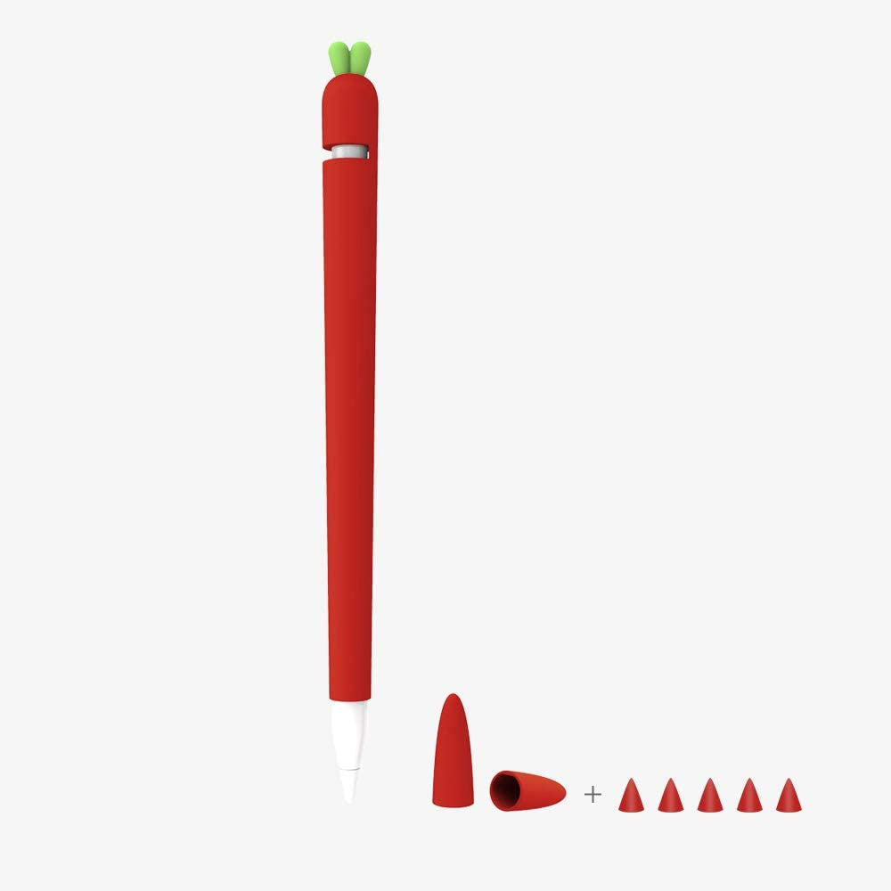 Love Mei for Apple Pencil Silicone Holder Sleeve for 2Nd Generation Protective Skin Cover Magnetic Case and Nib Cover Non-Slip Smooth Grip Cute Carrot Accessories for Ipad Pro  LOVE MEI 1st Red2  