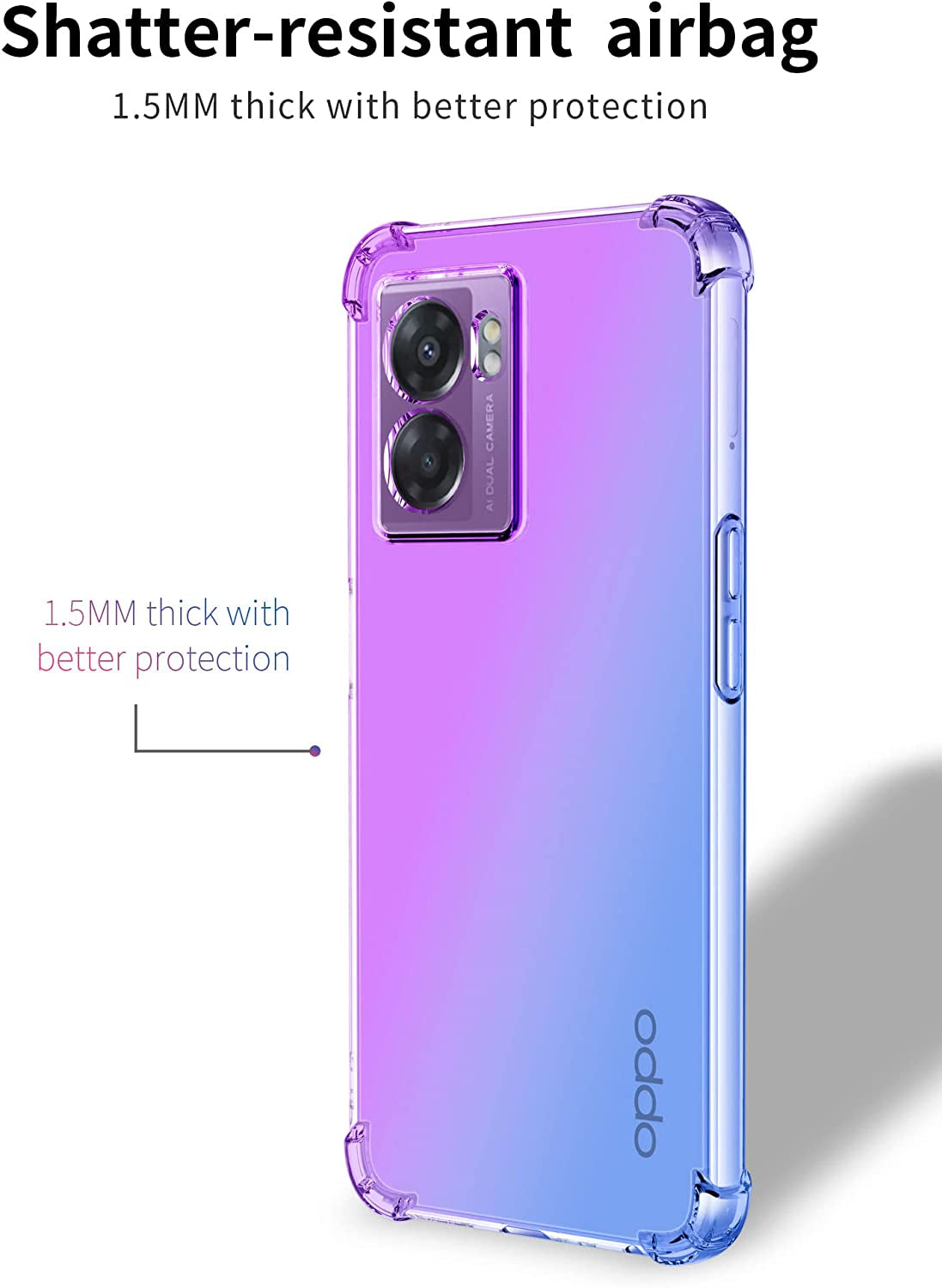 Lmposla for Oneplus Nord N300 5G Case,1+ Nord N300 5G Case, for Girls Women Shockproof Slim Ultra-Thin Flexible TPU Soft Rubber Silicone Airbag Case Cover for Oneplus Nord N300 5G (Purple/Blue)  Lmposla   