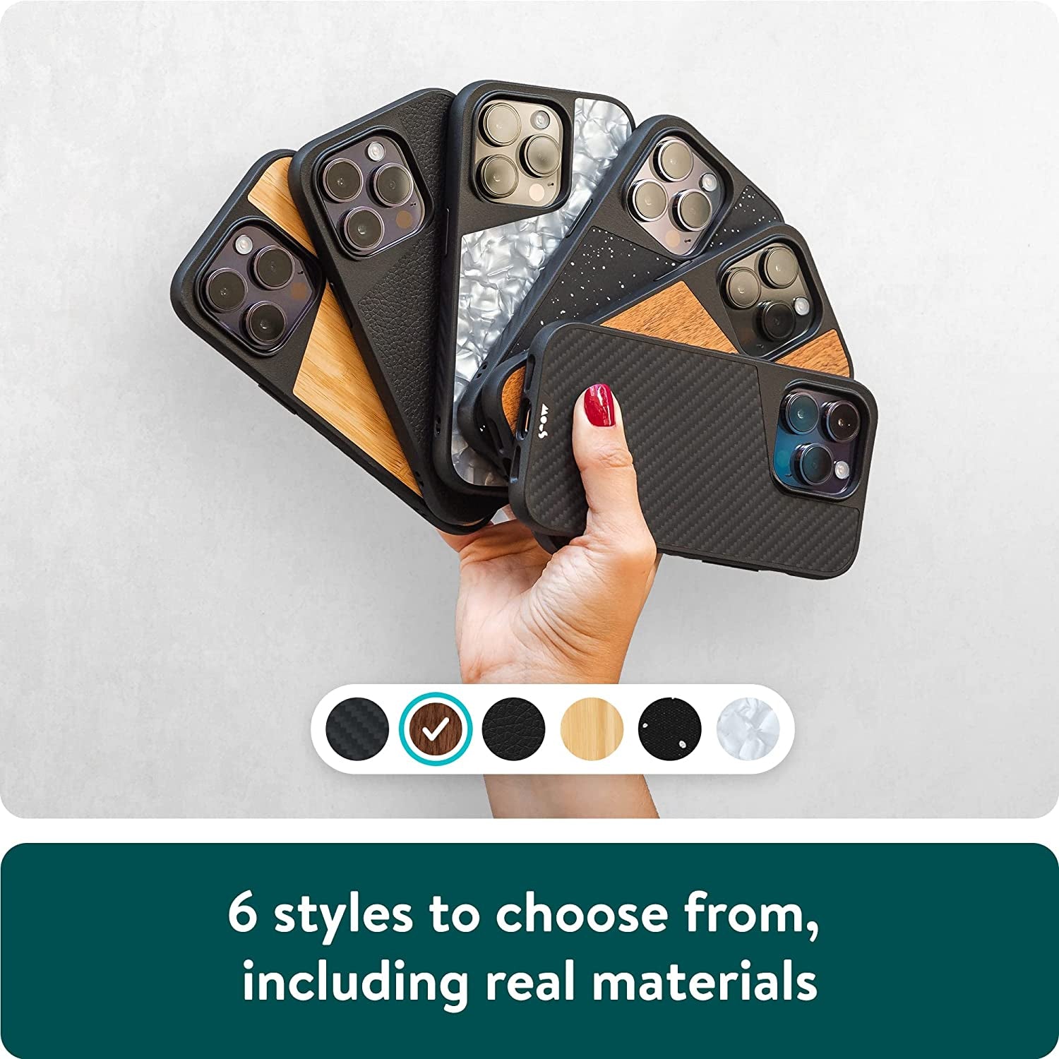 Mous - Protective Case for Iphone 14 Pro - Walnut - Limitless 5.0 - Fully Magsafe Compatible - Real Wood Iphone 14 Pro Case Shockproof  Mous   