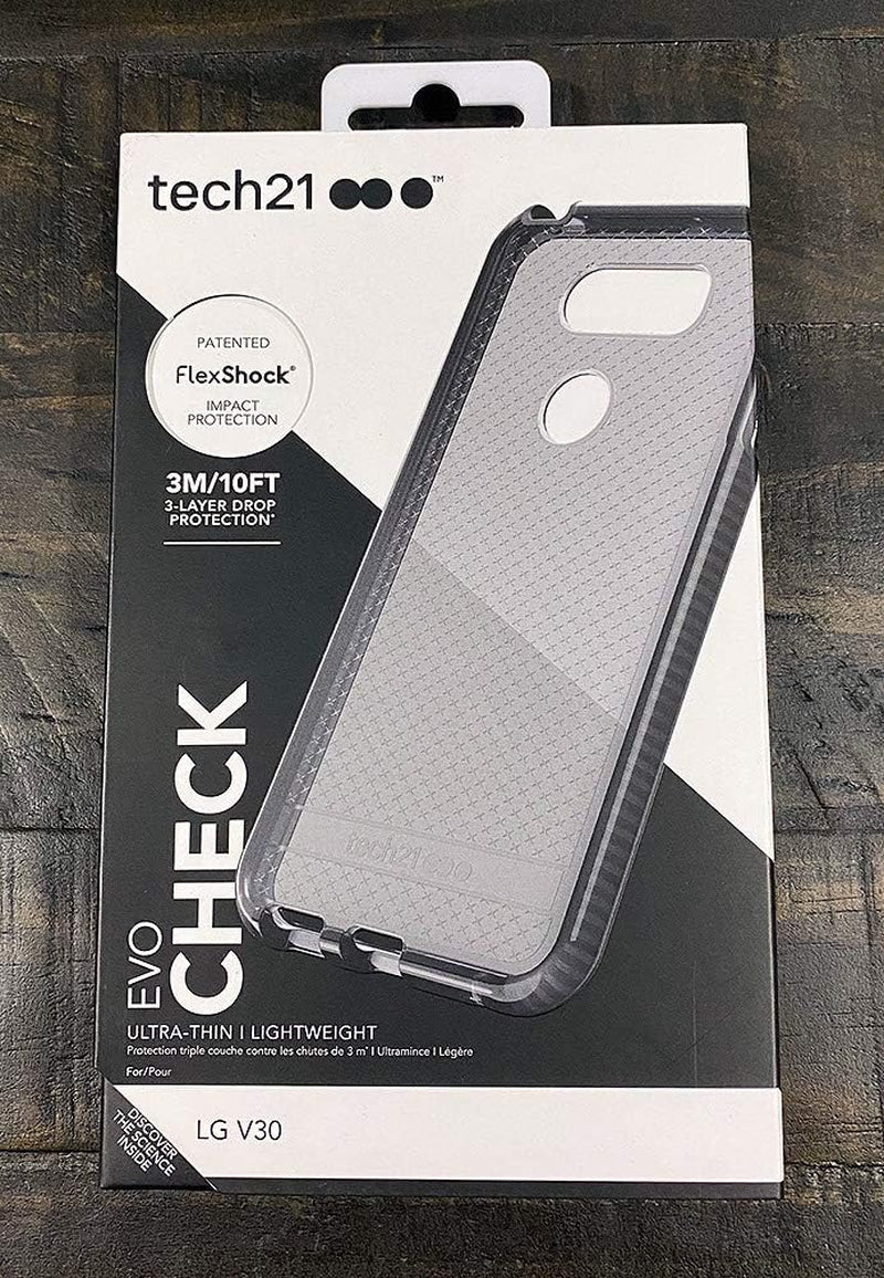 Bundle - 2 Items: Tech21 Black Smoke EVO Check Anti-Shock Case Cover and Impactshield Full-Size Display Guard Screen Protector for LG V30/V30 Plus/V30+/V30S/V35 Thinq  Generic   