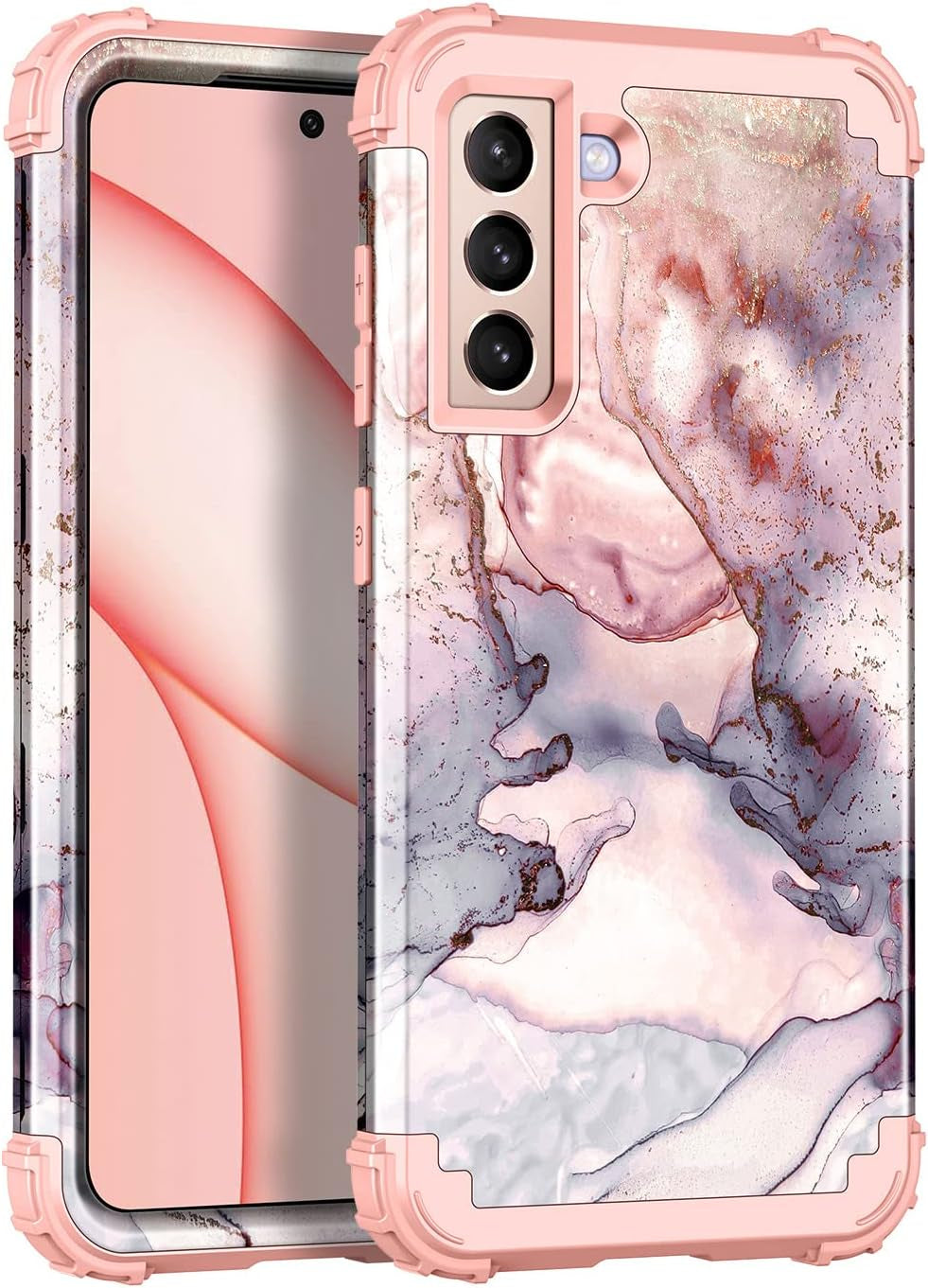 Rancase for Galaxy S21 5G Case,Three Layer Heavy Duty Shockproof Protection Hard Plastic Bumper +Soft Silicone Rubber Protective Case for Samsung Galaxy S21 5G 6.2 Inch,Purple Mandala  Rancase Rose Gold  