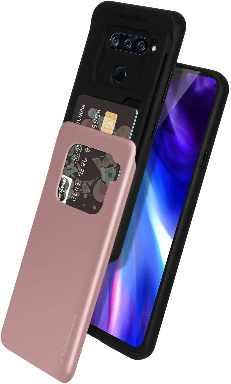 GOOSPERY LG V40 Thinq Case, LG V40 Case [Sliding Card Holder] Protective Dual Layer Bumper [TPU+PC] Cover with Card Slot Wallet for LG V40 Thinq (Rose Gold) LGV40-SKY-RGLD  GOOSPERY   