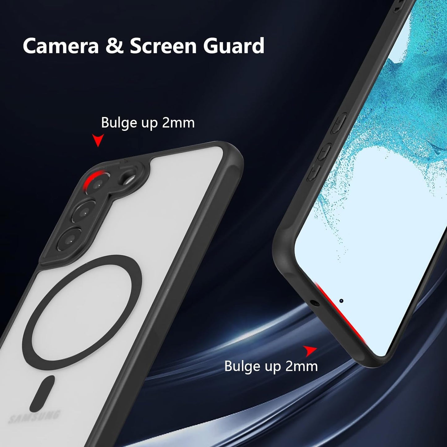 RALEAVO Magnetic for Samsung Galaxy S22 Case [Compatible with Magsafe] Slim Frosted Matte Case Cover Translucent Hard PC Back Military Drop Protection Phone Case for Girls&Boys,Black  RALEAVO   