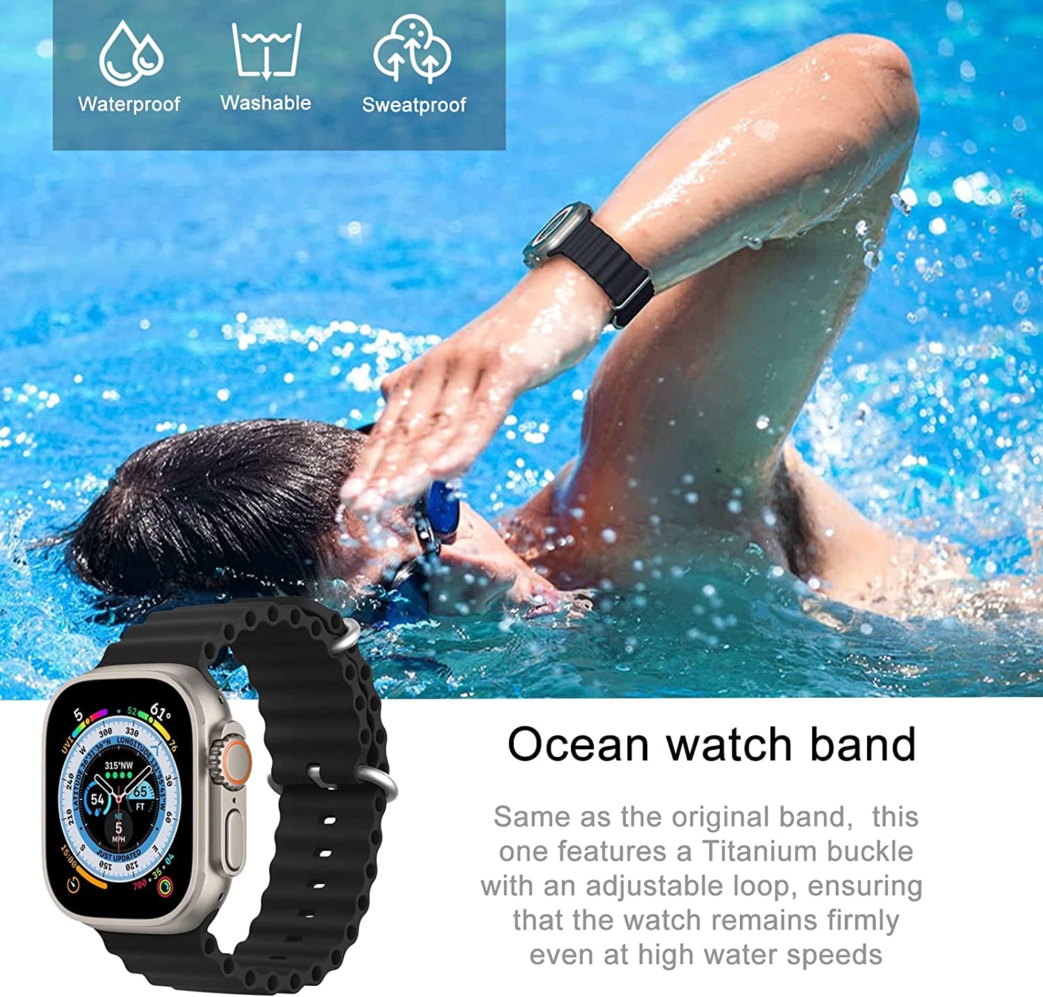 Omee Stretchy Solo Loop Compatible with Apple Watch Band 38Mm 40Mm 41Mm 42Mm 44Mm 45Mm 49Mm, Breathable Trail Loop+Alpine Loop+Ocean Band for Iwatch Serie 8 Ultra 7 6 SE 5 4 3 2 1, 8 Pack  omee   