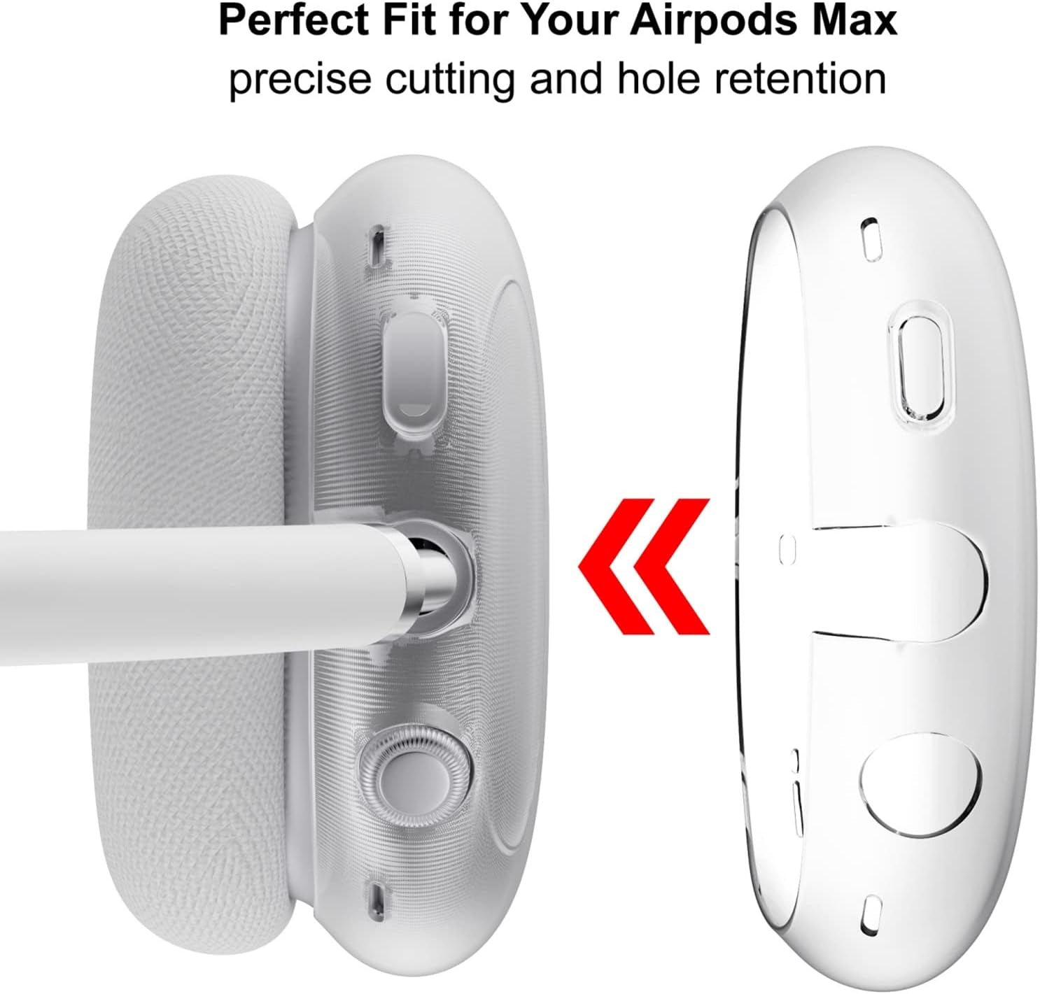 Fottos Case Cover Protective for Airpods Max Headphones, Compatible with Apple Airpods Max, Protective Silicone Sleeve Case for Air Pods Max Headphone（Transparent）  Fottos   