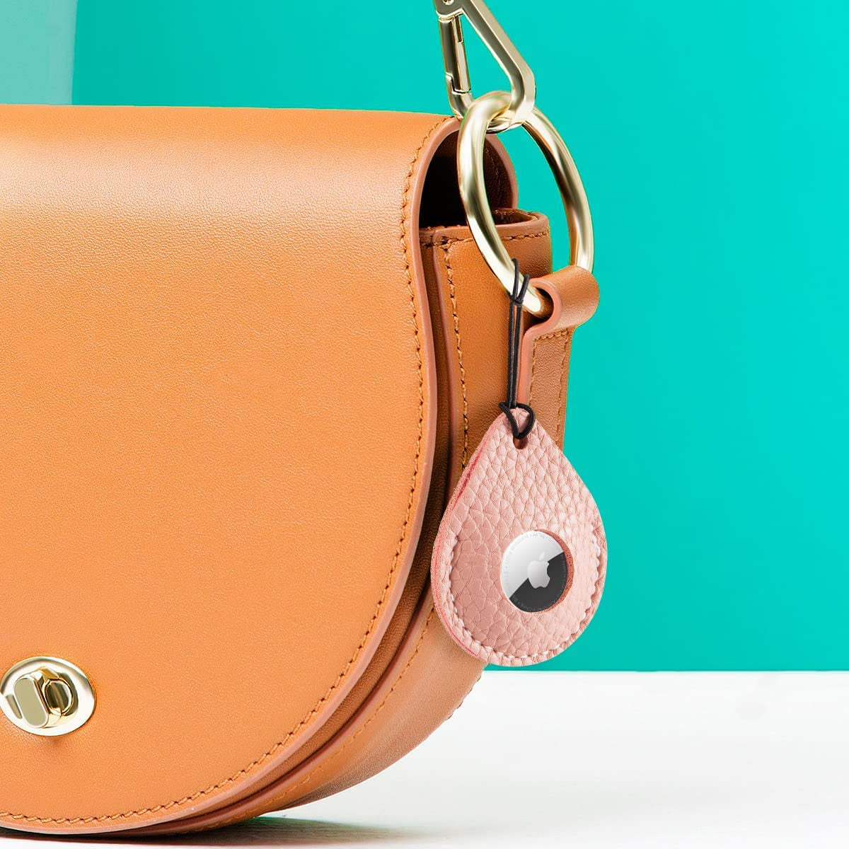 FOREVERFLYBIRD 4 Pack Airtag Holder Leather Case Air Tag Cover Keychain GPS Tracker Remote Finder Key Travel Backpack Pet Locator,Grey,White,Pink,Red  FOREVERFLYBIRD   