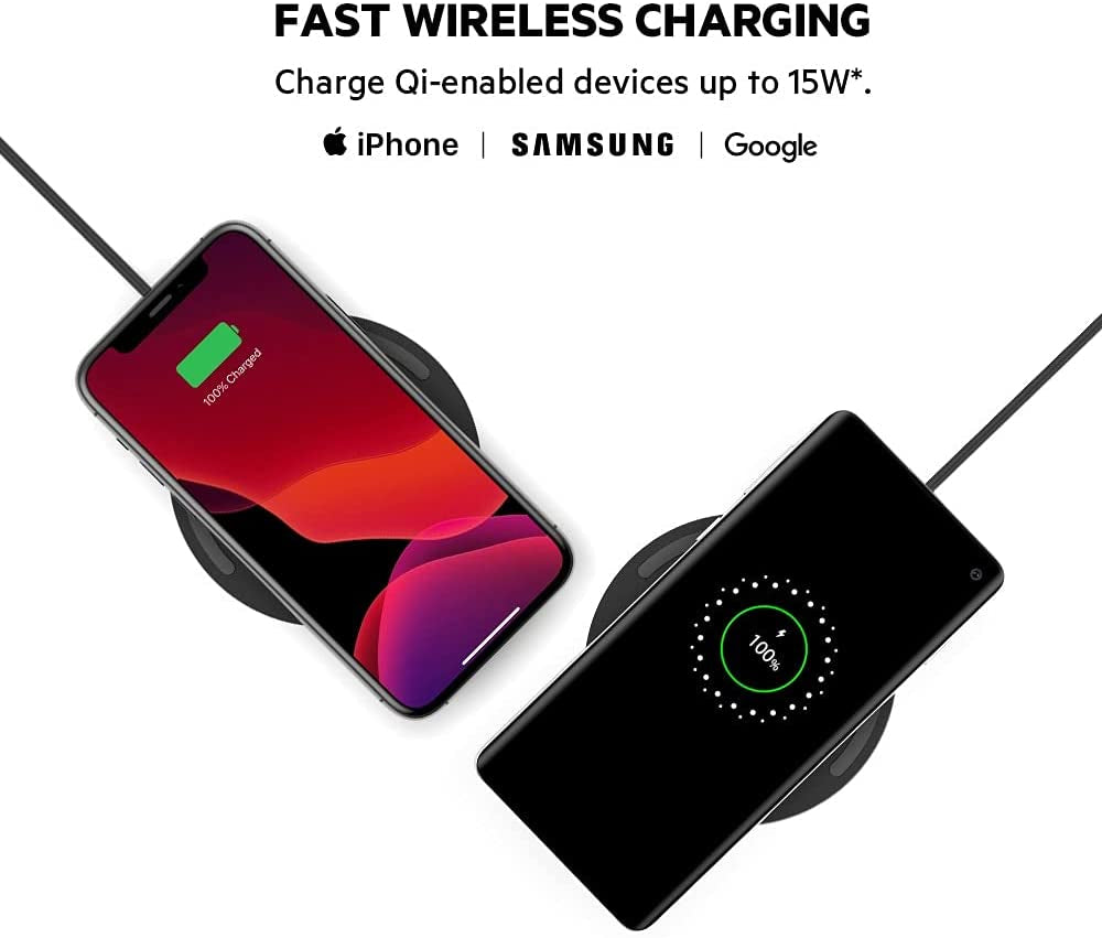 Belkin Quick Charge Wireless Charging Pad - 15W Qi-Certified Charger Pad for Iphone, Samsung Galaxy, Apple Airpods Pro & More - Charge While Listening to Music, Streaming Videos, & Video Calls - Black  Belkin   
