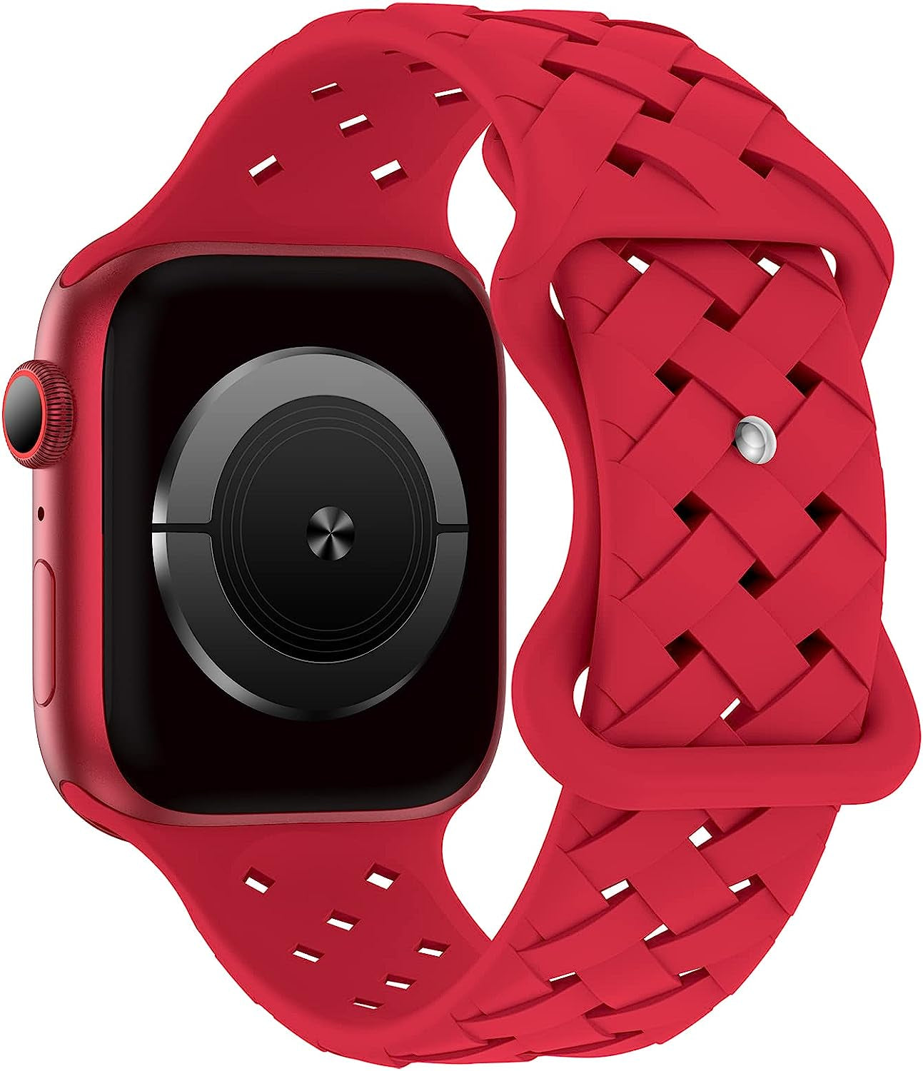 Distore Silicone Braided Weave Bands Compatible with Apple Watch 38Mm 40Mm 41Mm 42Mm 44Mm 45Mm 49Mm, Replacement Silicone Sport Breathable Strap for Iwatch Series Ultra SE 8/7/6/5/4/3/2/1 Women Men  Distore Red 38mm/40mm/41mm 