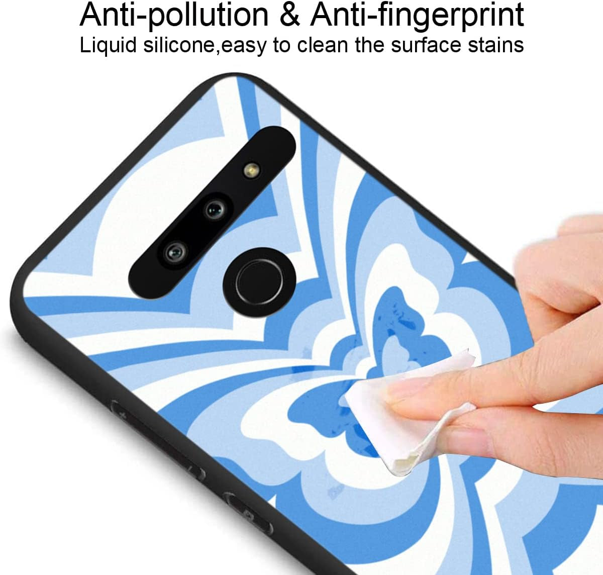 Zaztify Phone Case for LG G8 Thinq, Blue Butterfly Tunnel Center Coffee Latte Valentine Color Block Cute Pattern Shockproof Protective Anti-Slip Slim Soft Cover Shell  zaztify   