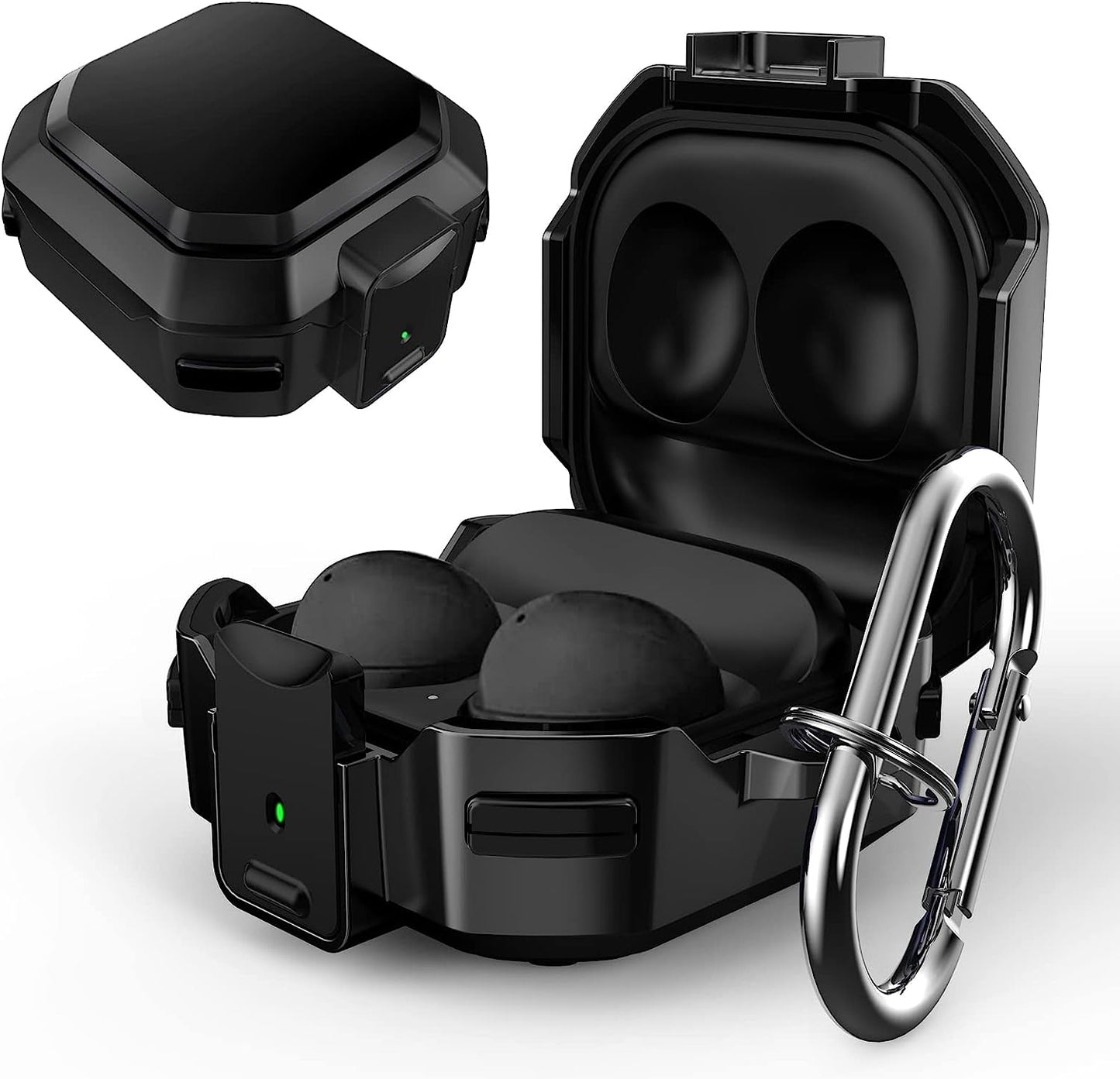 Lopnord for Galaxy Buds 2 Pro Case/Galaxy Buds Pro Case/Galaxy Buds 2 Case/Galaxy Buds Live Case with Lock, Carbon Fiber Shockproof Cover for Galaxy Buds Pro Case Samsung Earbuds with Keychain…  Lopnord US Black Pure  