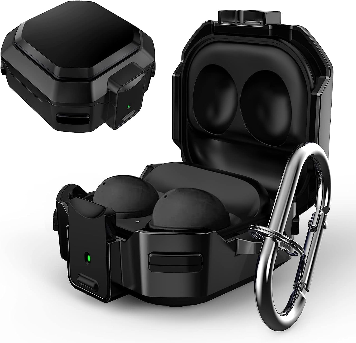 Lopnord for Galaxy Buds 2 Pro Case/Galaxy Buds Pro Case/Galaxy Buds 2 Case/Galaxy Buds Live Case with Lock, Carbon Fiber Shockproof Cover for Galaxy Buds Pro Case Samsung Earbuds with Keychain…  Lopnord US Black Pure  