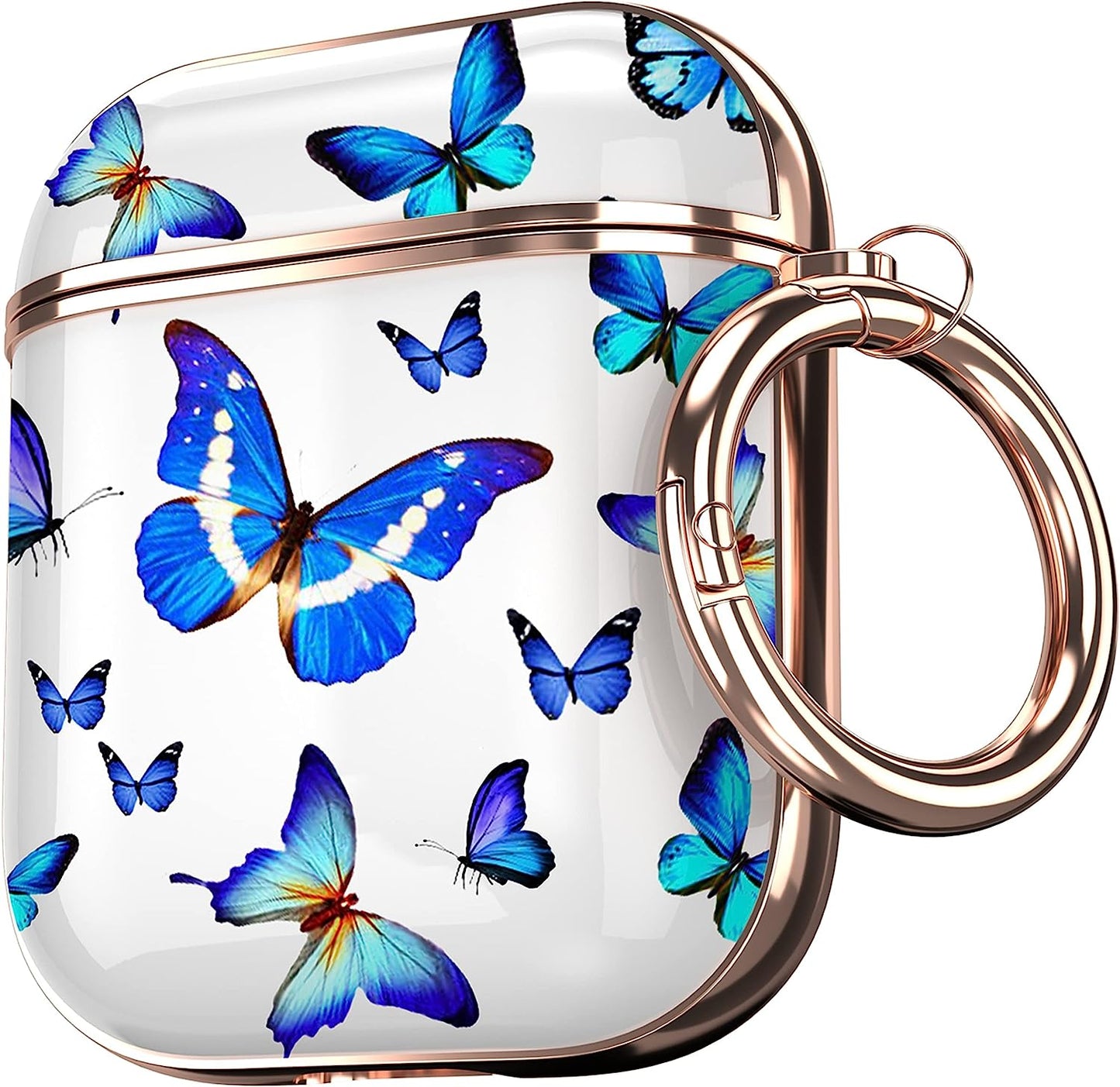 Maxjoy for Airpods Case Cover, Sunflower Flower Cute Air Pod 2 Case for Women Hard Protective Ipods Cover with Keychain for Airpod 2Nd 1St Generation Wireless Charging Case, Floral  Maxjoy Blue + White  