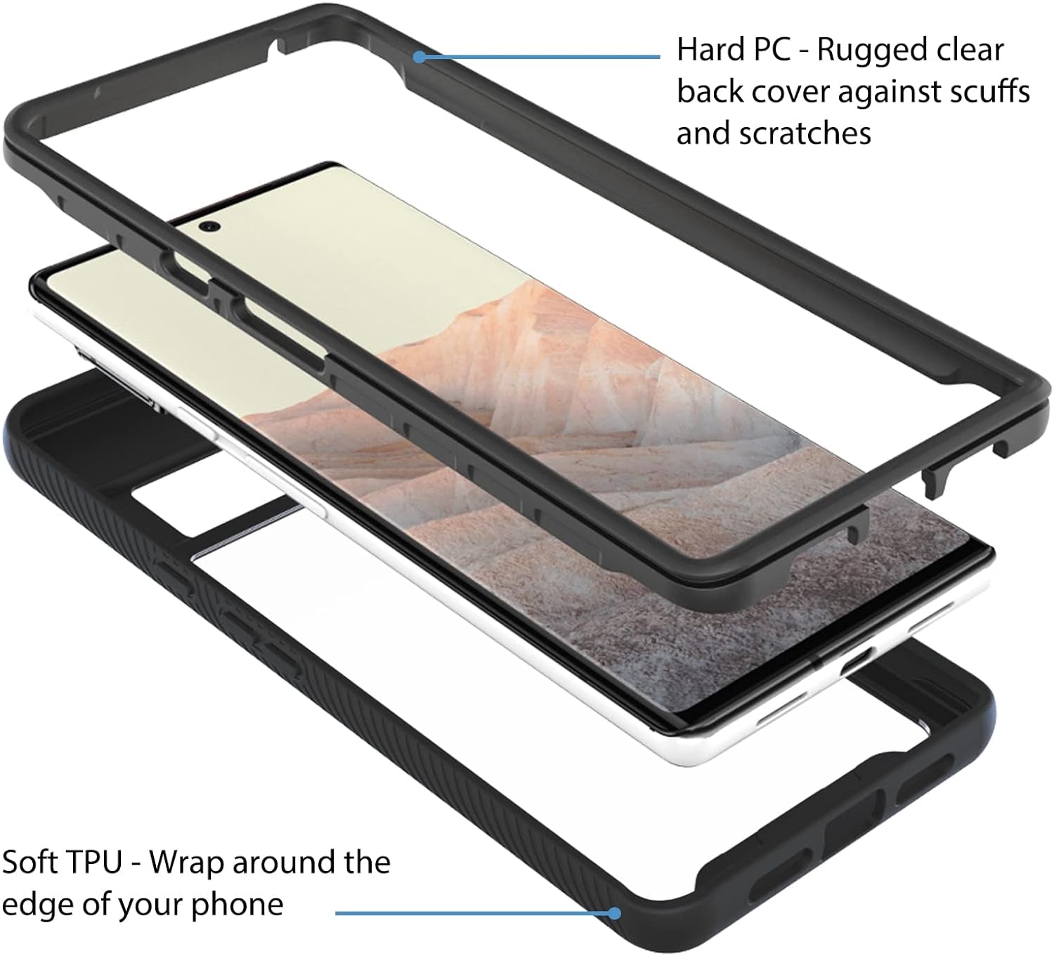 Ailiber Compatible with Google Pixel 6 Pro Case, Pixel 6 Pro Crystal Clear Rugged Bumper Case[Not Fit Pixel 6], Full Body Shockproof Protective, Dual-Layer TPU Anti-Scratch Cover for Pixel 6 Pro-Black  Ailiber   