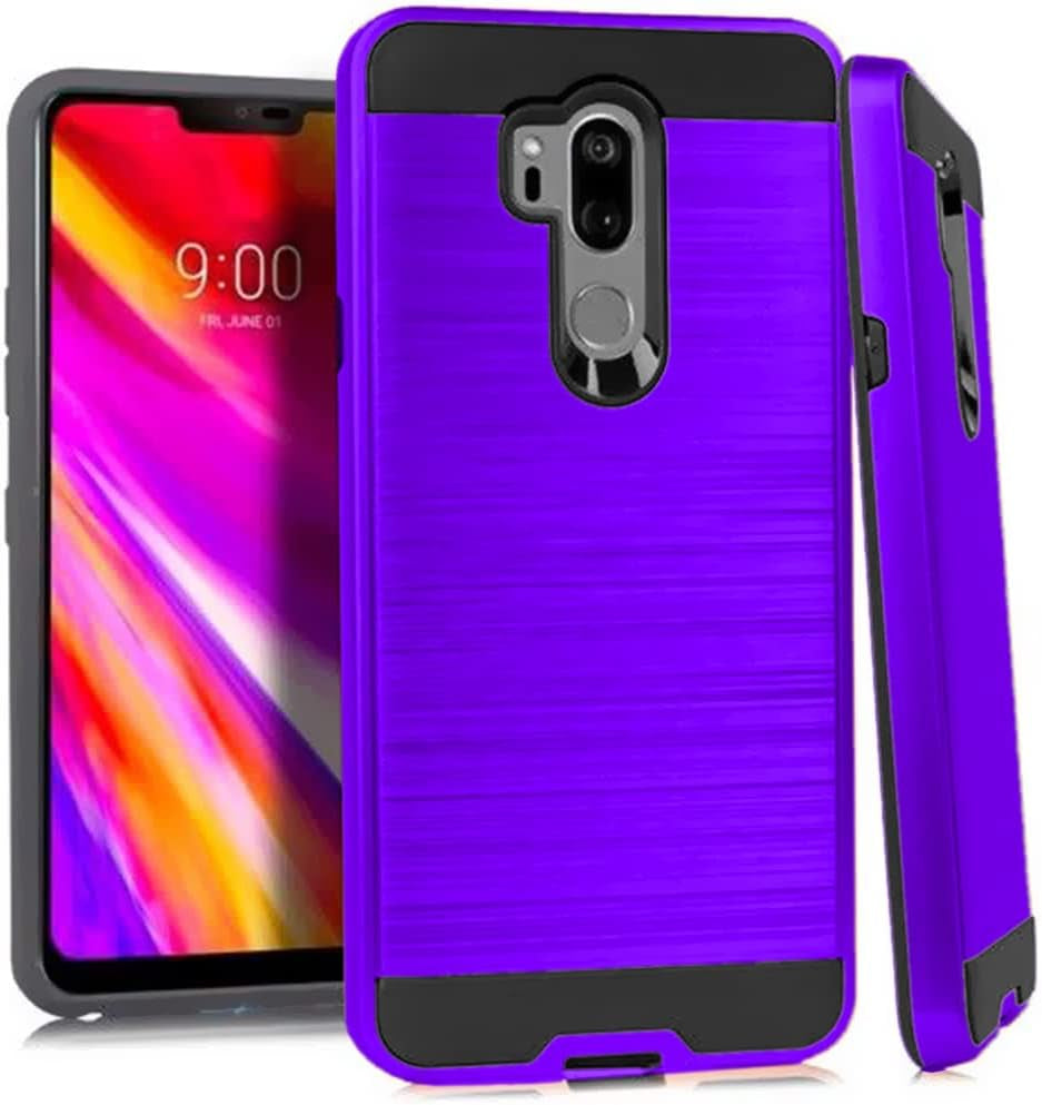NEM Case for LG G7 Thinq Case (2018), LG G7 Fit, LG G7 One Brushed Dual Layer Hybrid Armor Defender Shockproof for LG G7 Thinq 6.1” Rose Gold  NEM Purple  