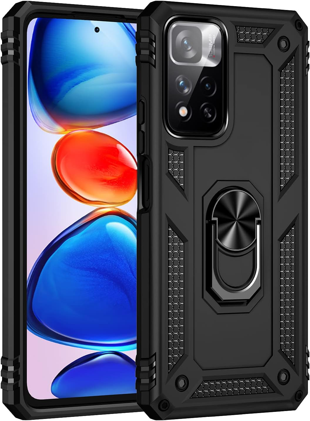 Bozyoodt for Xiaomi Redmi Note 11 Pro plus Case with Screen Protector,Kickstand Heavy Duty Protection Dual Layer Shockproof Military Protective Cover Phone Case for Redmi Note 11 Pro plus (Black)  Bozyoodt   