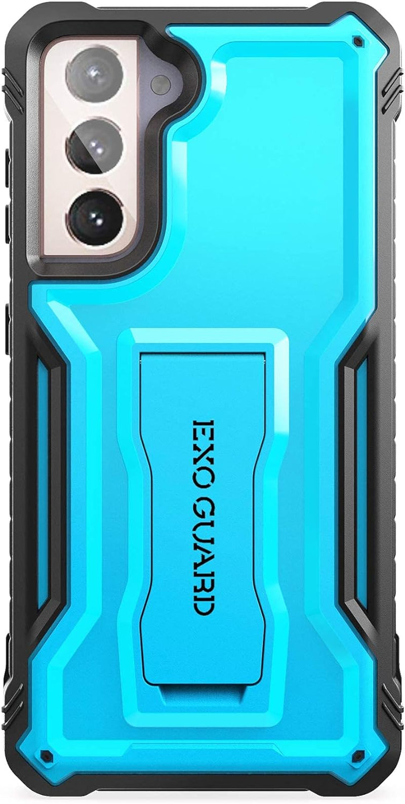 Exoguard Samsung Galaxy S21 plus 5G Case, Rubber Shockproof Full Body Cover Case for Samsung S21 plus Phone 6.7 Inch, Built-In Kickstand (Red)  ExoGuard Blue  