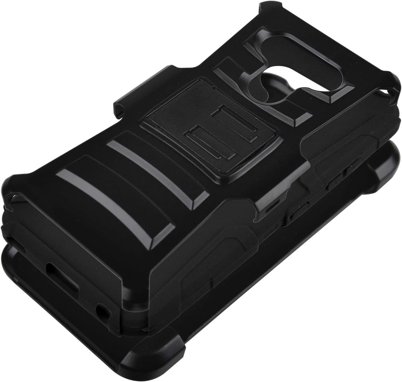 Eaglecell - Compatible with LG V40 Thinq - Hybrid Armor Case W/Stand/Belt Clip Holster - CV1 Black  Eaglecell   