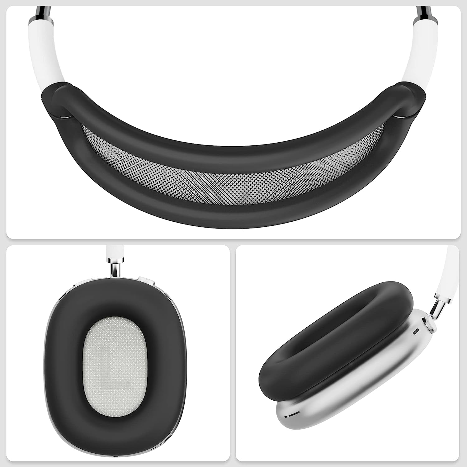 Tucana Silicon Cases Compatible for Airpods Max, Overhead Cover + Earcup Cover (Black)  Tucana   