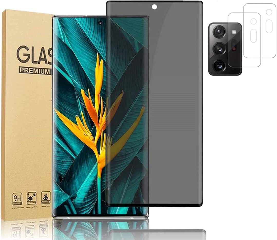 [2+2 Pack] Galaxy S20 Ultra Screen Protector and Camera Lens Protector,Fingerprint Unlock,3D Full Coverage,For Samsung Galaxy S20 Ultra (6.9 Inch) 9H Hardness Tempered Glass Screen Protector  OuYteu for Samsung Galaxy Note 20 Ultra(6.9 Inch)  