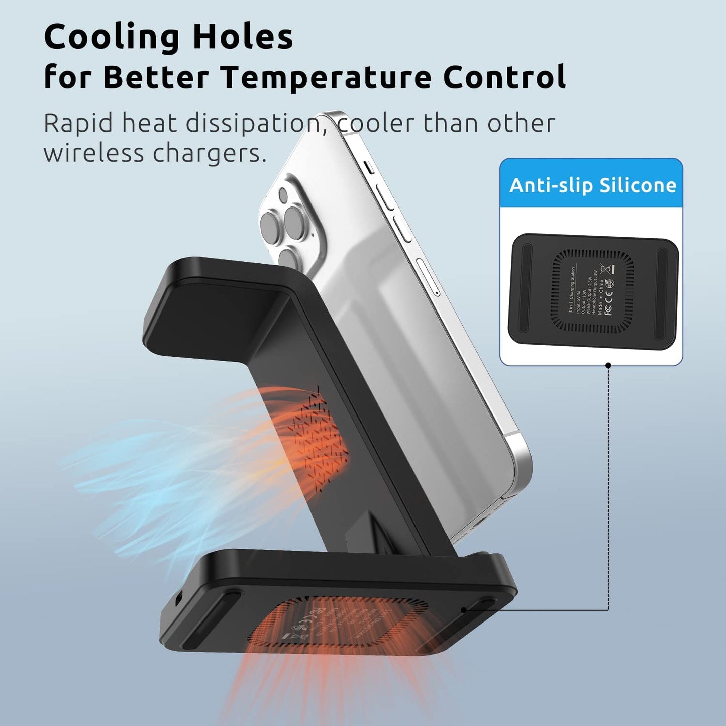 Charger Station for Apple Multiple Devices, 3 in 1 Fast Wireless Charging Dock Stand for Apple Watch 8 7 6 SE 5 4 3 2 Iphone 14 13 12 11 Pro X Max XS XR 8 7 plus 6S 6 Airpods 1 2 3 Pro with Adapter  Shenzhen Midason Technology Co.,Ltd   