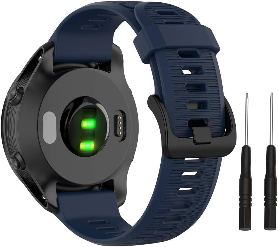 ISABAKE Band for Garmin Forerunner 935/Forerunner 945/Forerunner 745,Compatible with Fenix 5/ Fenix 5Plus/ Fenix 6/ Fenix 6 Pro/Approach S60 ,Soft Silicone 22Mm Replacement Bands Strap(Dark Blue)  ISABAKE   