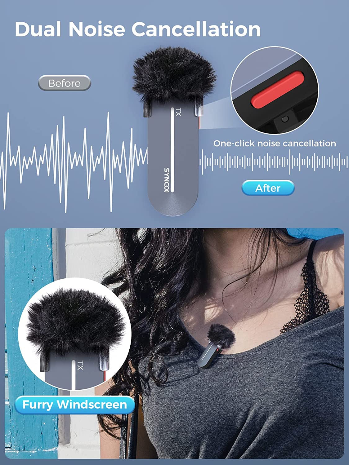 SYNCO Wireless Lavalier Microphone for Iphone, P2L 2.4Ghz Dual Mic Noise Reduction Plug Play with Charging Case Clip Mic for Lightning Smartphone Youtube TIK Tok Vlog, Wireless-Lavalier-Microphone  SYNCO   