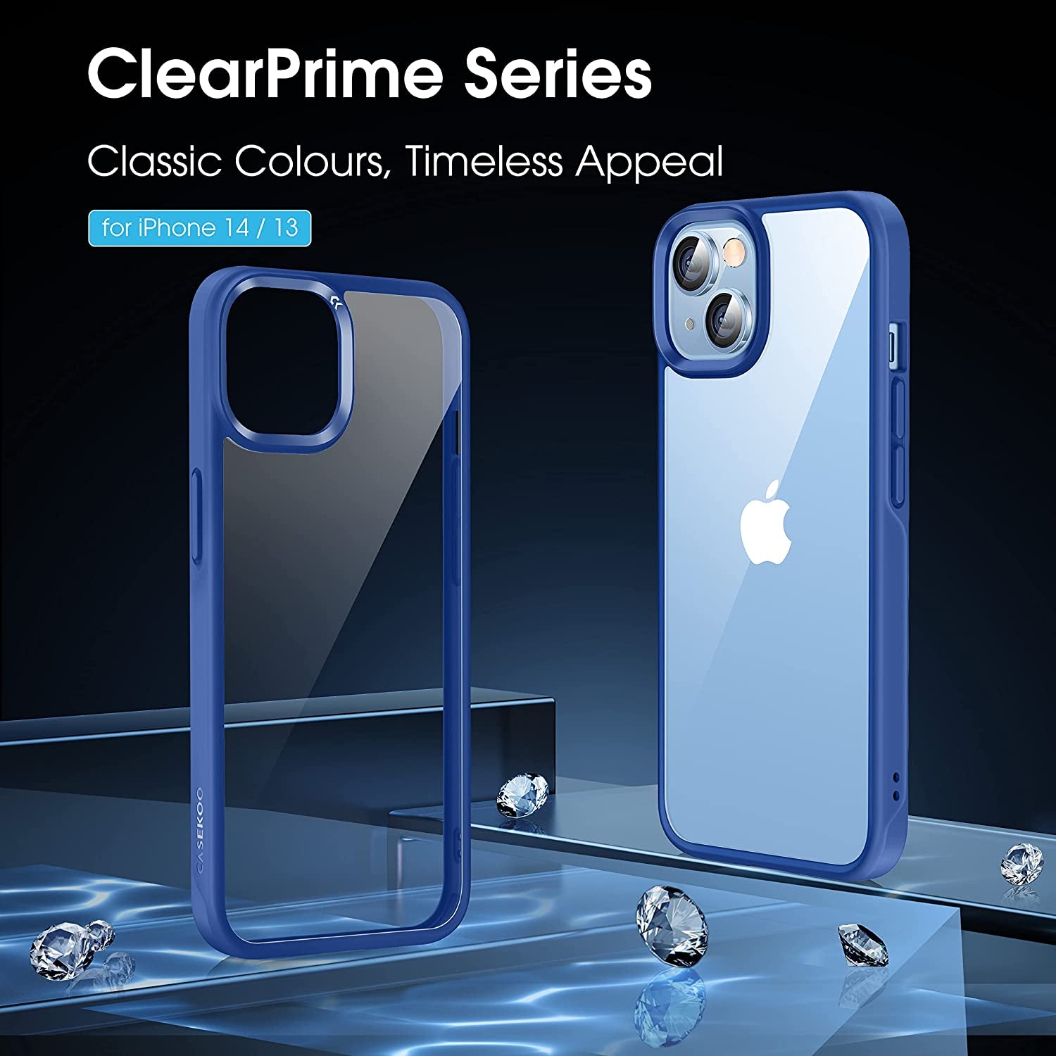 CASEKOO Crystal Clear Designed for Iphone 13 Case, [Not Yellowing] [Militarygrade Drop Protection] Shockproof Protective Phone Case Slim Thin Cover 6.1 Inch 2021 (Blue)  CASEKOO   