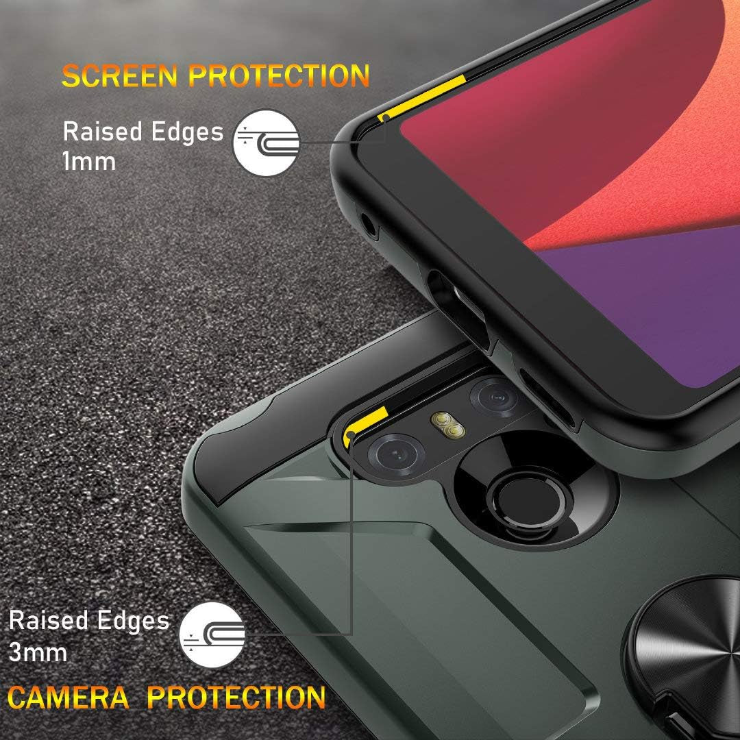 Jeylly Case for LG G6 with Tempered Glass Screen Protector, 360 Rotating Ring Kickstand Holder [Work with Magnetic Car Mount] Armor Defender Shockproof Case for LG G6 2017,Midnight Green  Jeylly   