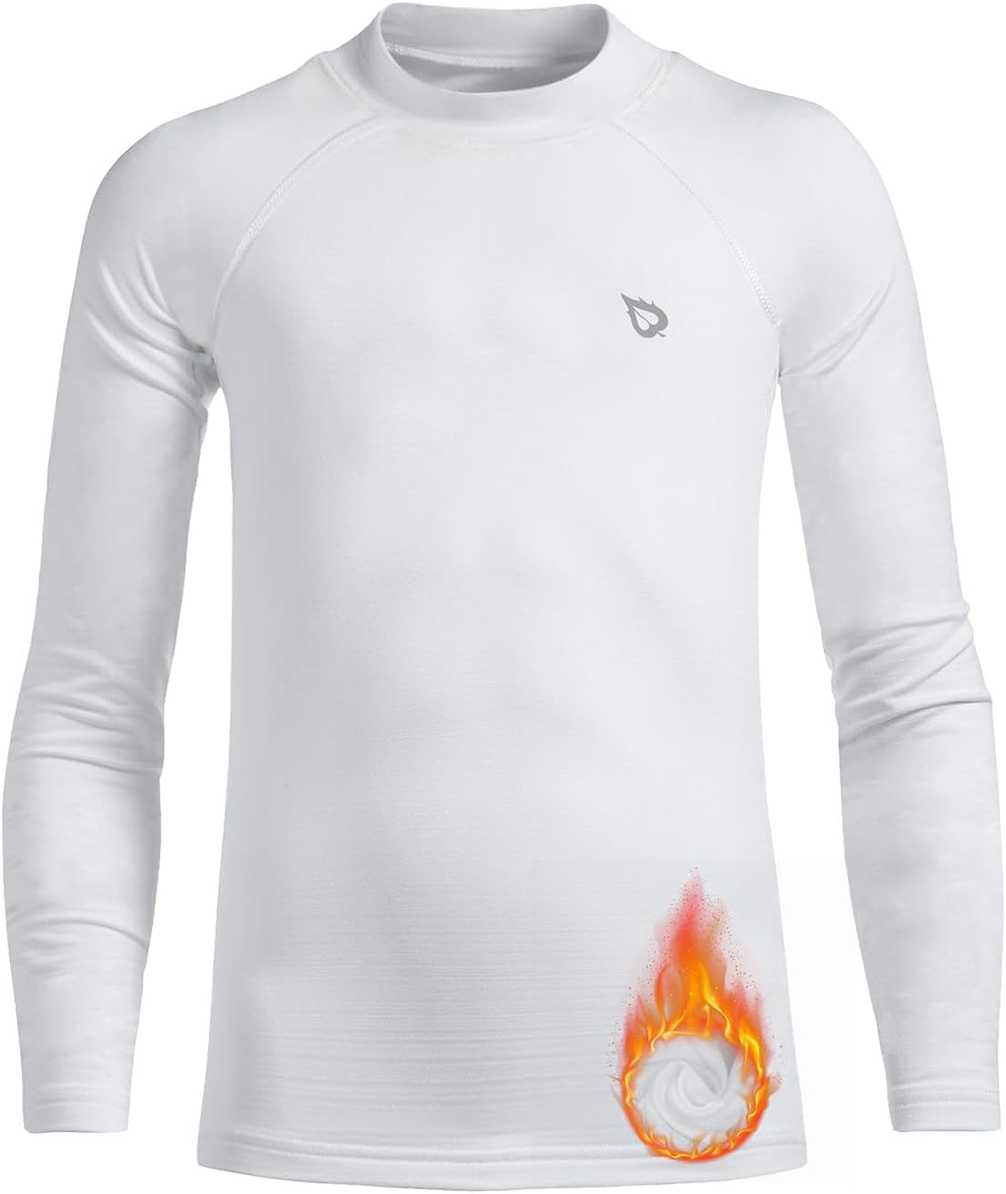 BALEAF Boys Thermal Compression Shirts Youth Long Sleeve Fleece Base Layer Soccer Football Cold Gear  BALEAF White(Fleece Lined) Mock Neck X-Large