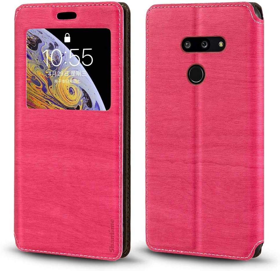 Shantime LG G8 Thinq Case, Wood Grain Leather Case with Card Holder and Window, Magnetic Flip Cover for LG G8 Thinq Gold  Shantime Rose  