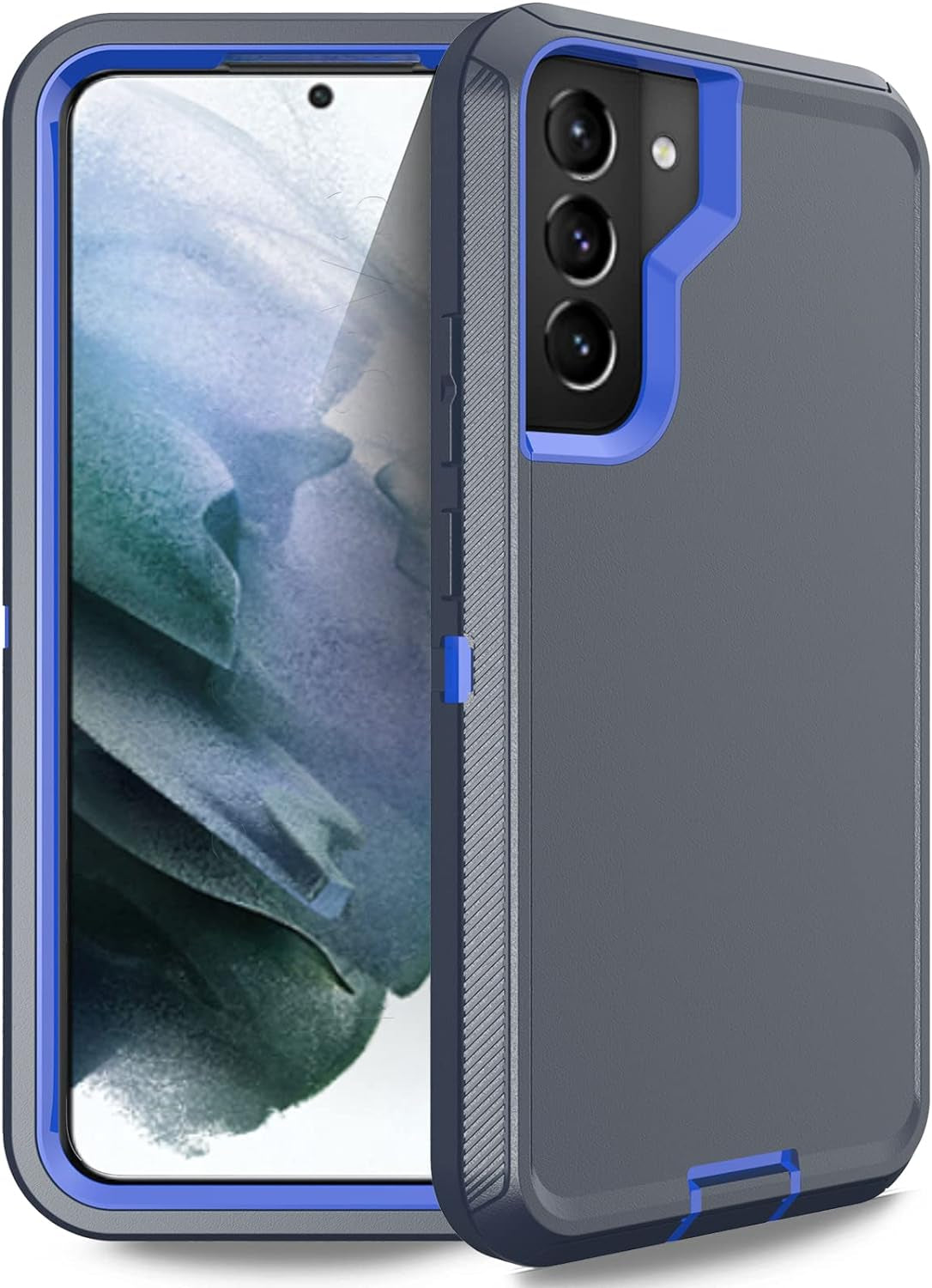 Anloes Defender Case for Samsung Galaxy S22 5G, Galaxy S22 5G Phone Case Heavy Duty Shockproof Dustproof 3 in 1 Rugged Protective Bumper Cover for S22 5G Black(Without Built-In Screen Protector)  Anloes Blue  