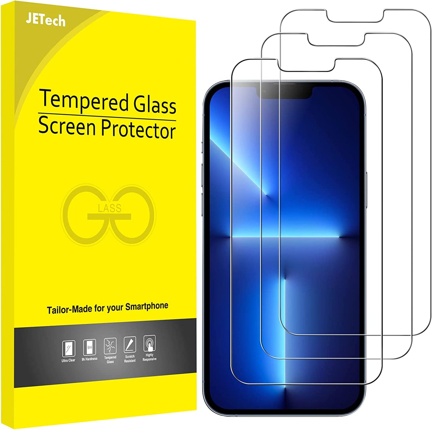 Jetech Screen Protector Compatible with Iphone 13 and Iphone 13 Pro 6.1-Inch, Tempered Glass Film, 3-Pack  JETech   