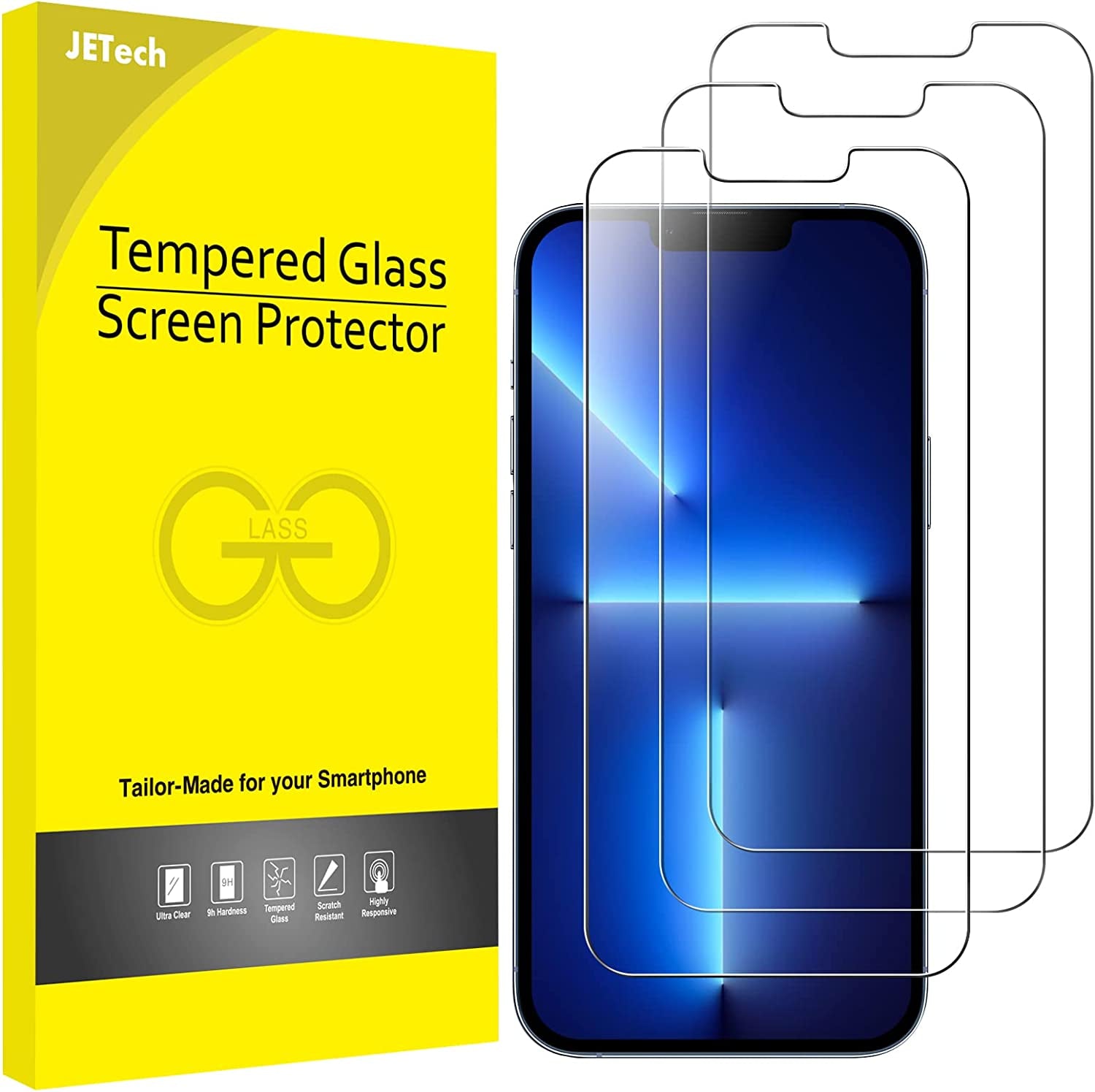 Jetech Screen Protector Compatible with Iphone 13 and Iphone 13 Pro 6.1-Inch, Tempered Glass Film, 3-Pack  JETech   