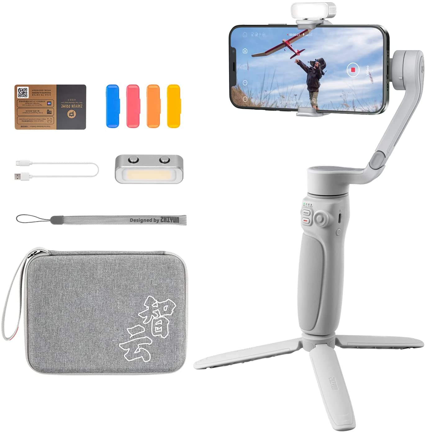 ZHIYUN Smooth Q4 Combo Gimbal Stabilizer, 3-Axis Smartphone Phone Gimbal, Built-In Extension Rod, Foldable and Portable, Android and Iphone Gimbal, Vlogging Stabilizer, Tiktok Youtube Video  ZHIYUN   