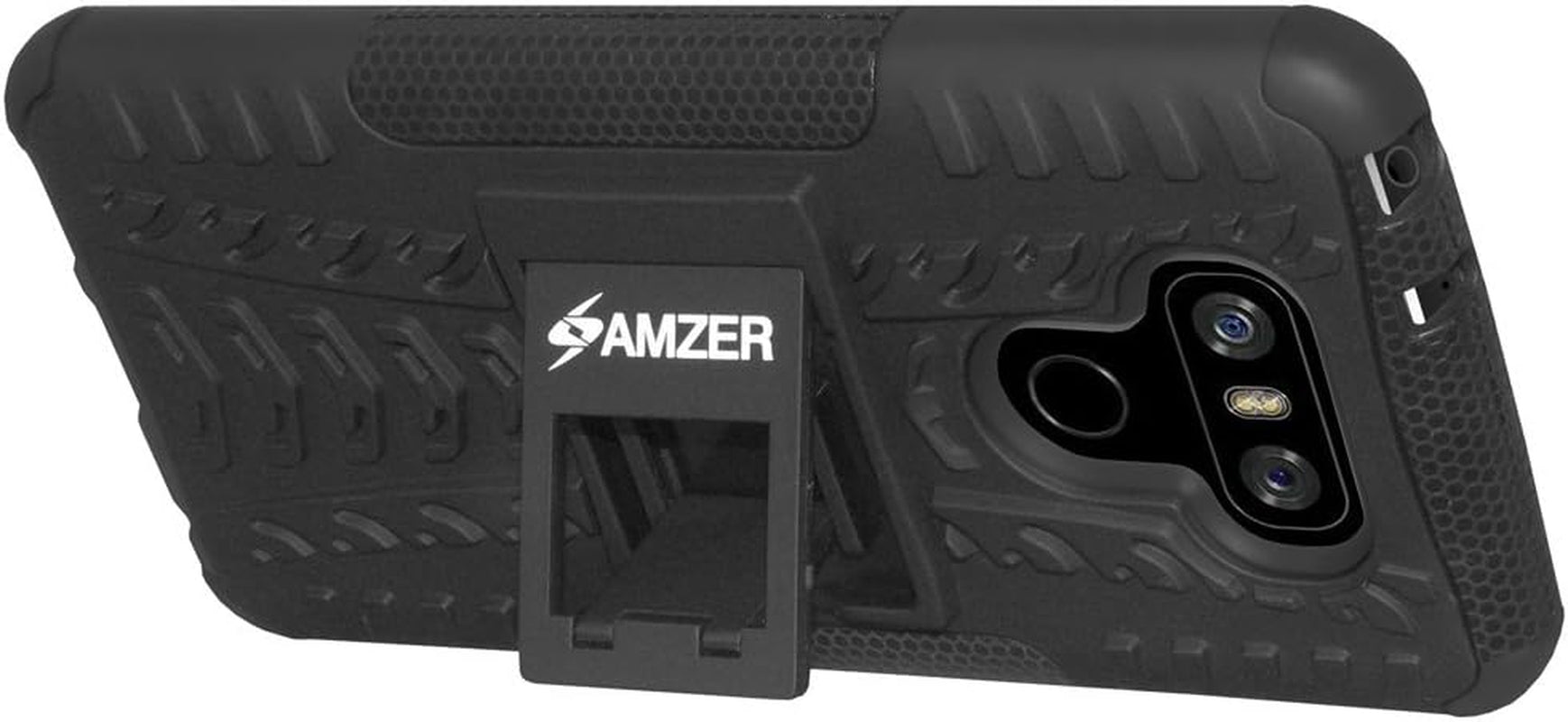 AMZER Slim Protective Shockproof Hybrid Warrior Dual Layer Case Skin for LG G6 - Black  Amzer   