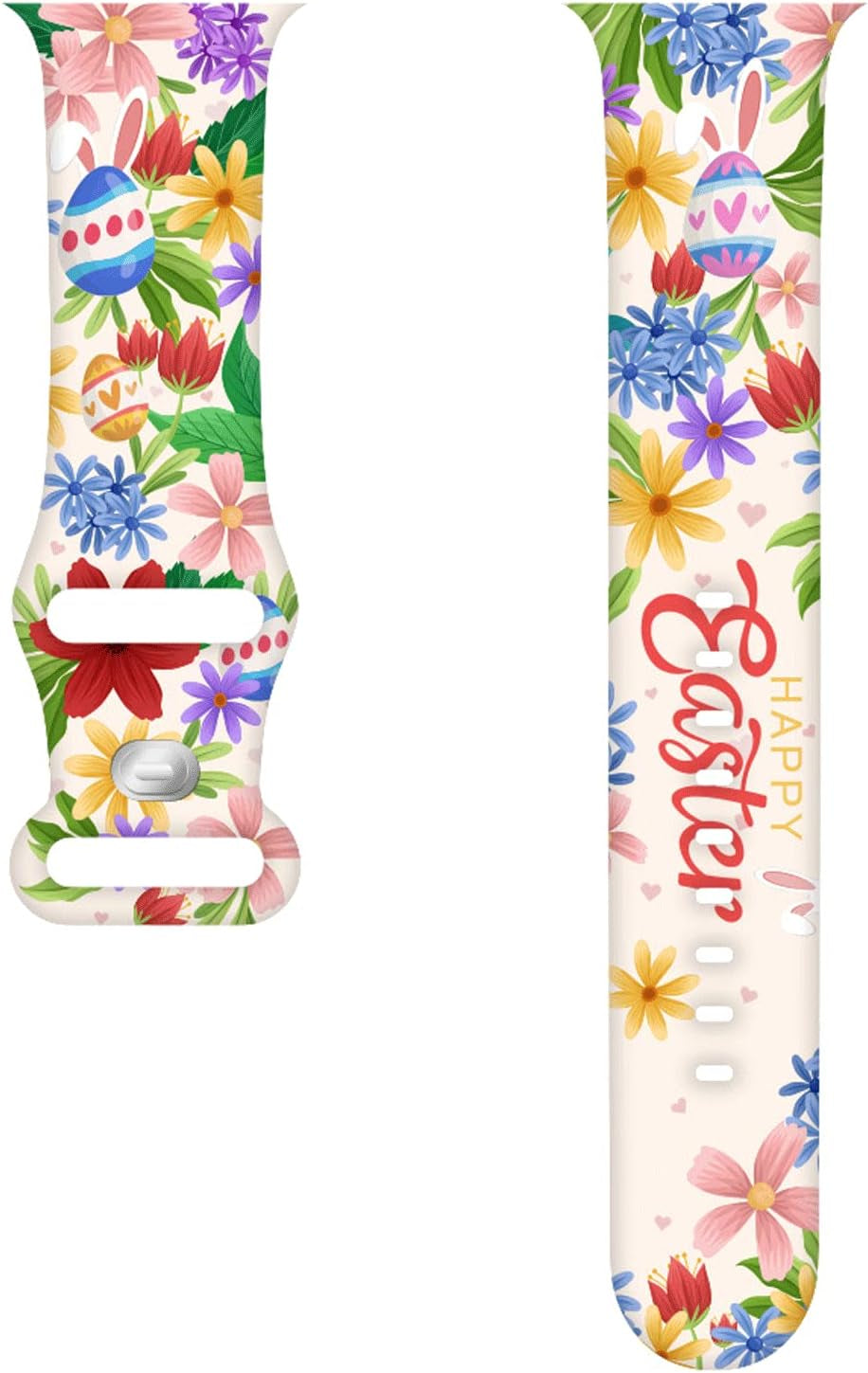 Hi-Yoohere Cute Easter Eggs Bunny Pattern Bands Compatible with Apple Watch 38Mm 40Mm 41Mm S/M, Kids Girls Women Adjustable Soft Silicone Wristband Strap for Iwatch SE & Series 7/6/5/4/3/2/1 (Color 5)  Hi-Yoohere   