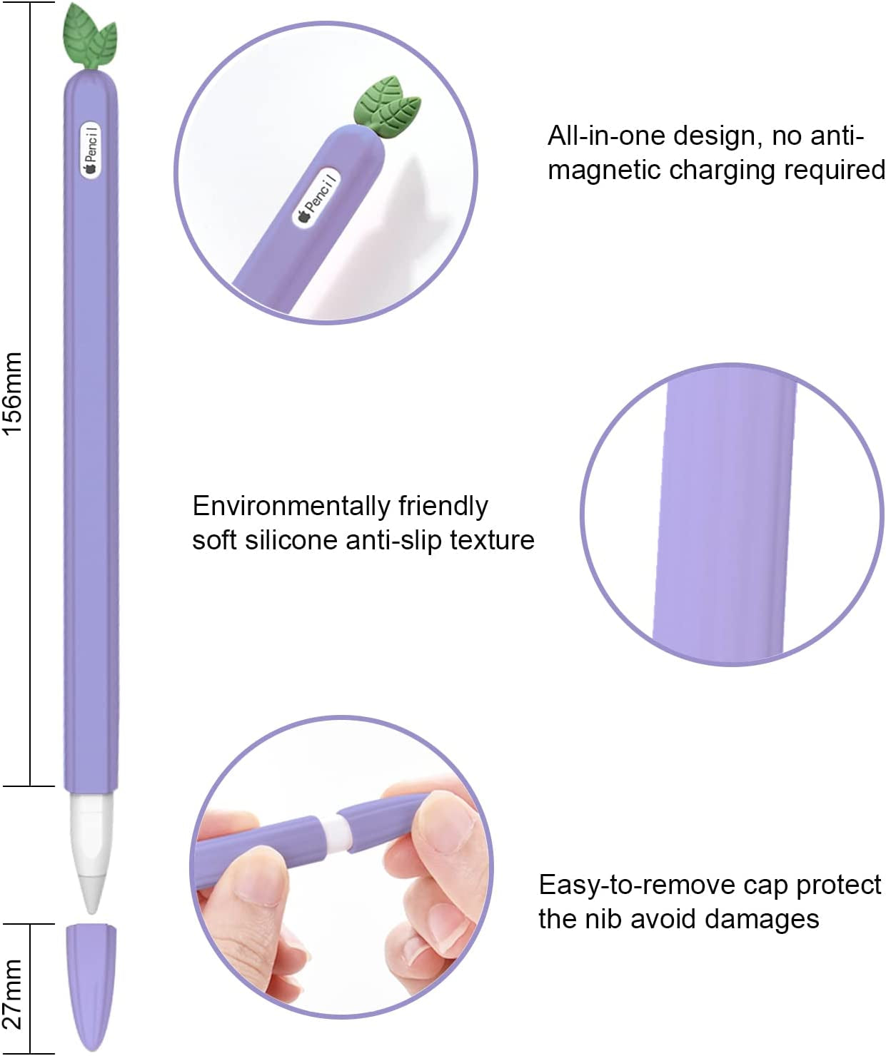 WITOP Apple Pencil 2Nd Generation Case,Ipencil Case Sleeve Cute Fruit Design Silicone Soft Protective Cover Accessories Compatible with Apple Pencil 2Nd Generation (Purple)  WITOP   