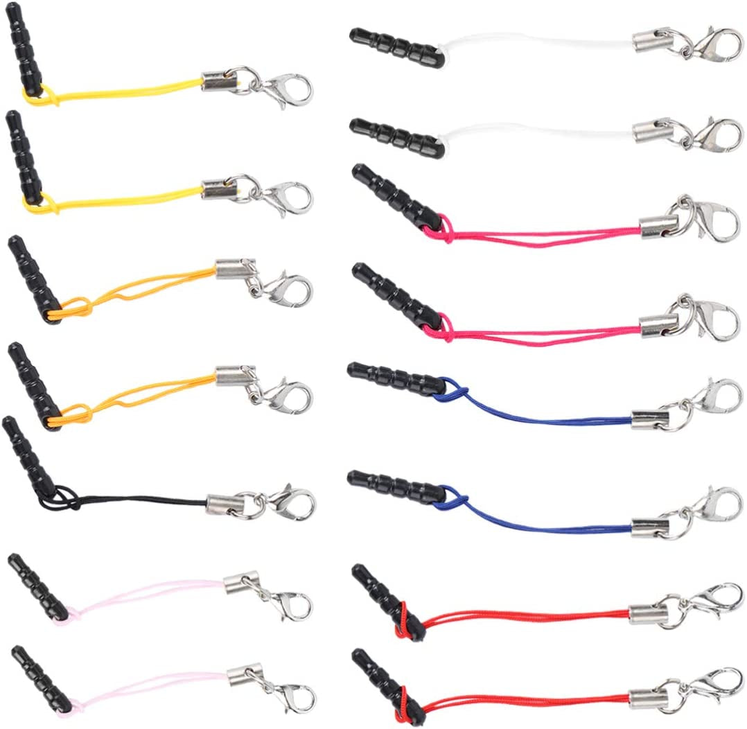Hemobllo 15Pcs Dust Plug Charm Straps with Dust Plugs Lobster Clasps DIY Earphone Jack Accessories Cell Charms (Random Color)  Hemobllo   