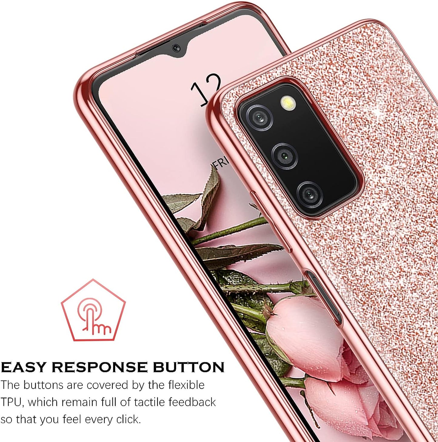 YINLAI Design for Samsung Galaxy A03S Case, Slim Glitter Sparkly Shiny Women Girls Shockproof Protective Hybrid Girly Bling Phone Cases Cover for Galaxy A03S 6.5 Inch (2021 Released), Rose Gold/Pink  YINLAI   