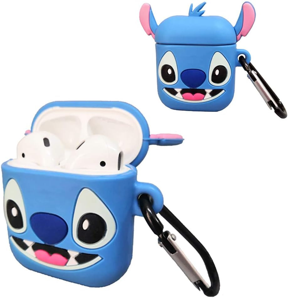 ZOSTLAND Wireless Earphone Case, Adorable Mouse Thick Soft Portable Keychain Finger Ring Protective Silicone Skin Cover Case Compatible with Apple Airpods Case 2&1 (Airpods 1/2,Mouse)  ZOEAST Buckle Stitch  